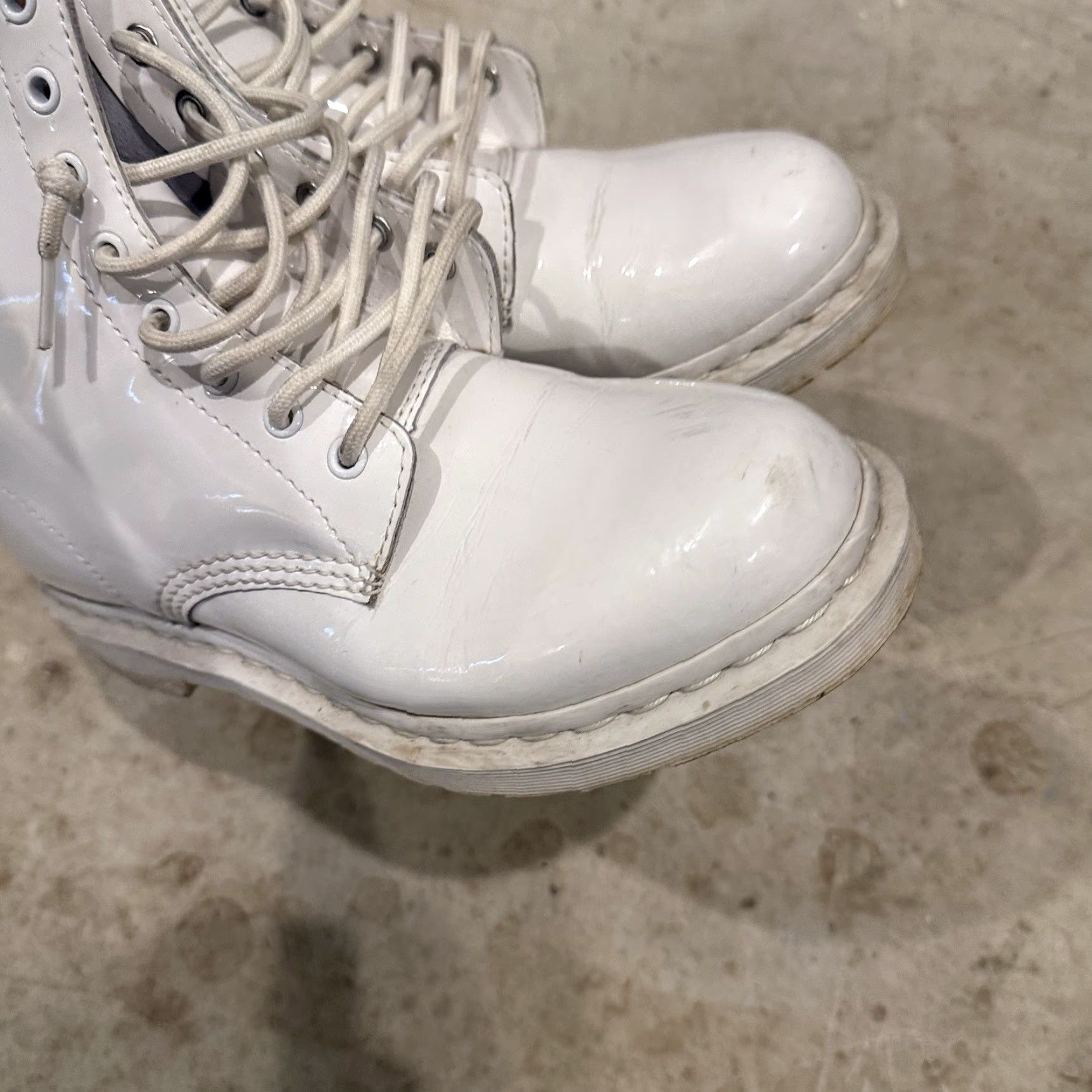 Dr. Martens VINTAGE Dr Martens Combat Boots Womens Size 8 White 1040 Boots Platform Leather 8 Eyes Womens Size US 6 / IT 36 - 3 Thumbnail