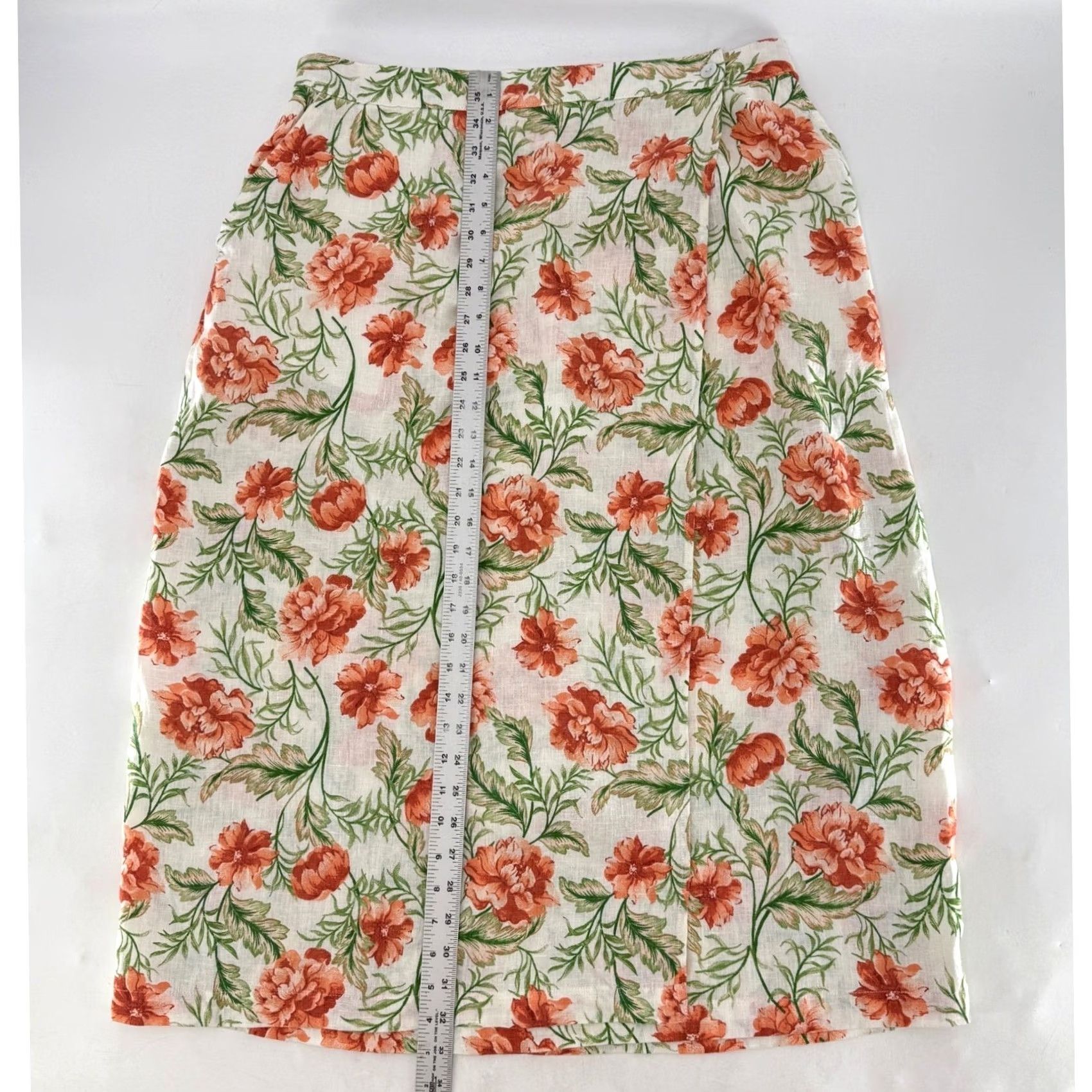Joie VINTAGE Joie Skirt, Linen, Midi, Floral, White, XL, Pockets, Wrap, Bohemian, Coastal, Summer, Womens Size 40" / US 18 - 7 Thumbnail