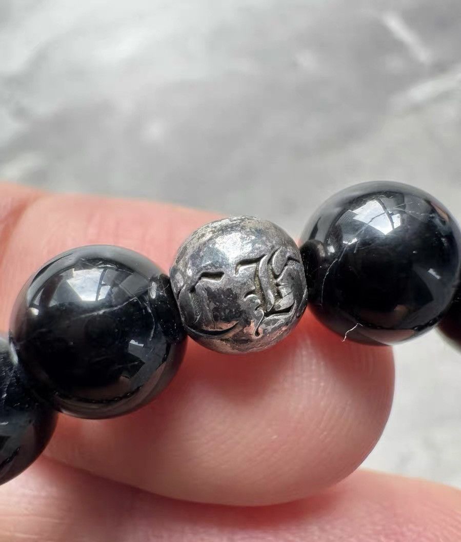 Chrome Hearts Obsidian Four Silver Beads Bracelet