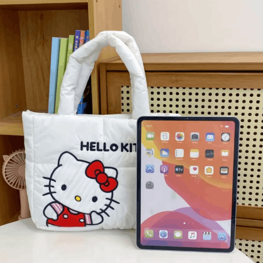 Japanese Brand HELLO KITTY Fabric Handbag, Shoulder bag, White, NEW Size ONE SIZE - 6 Thumbnail