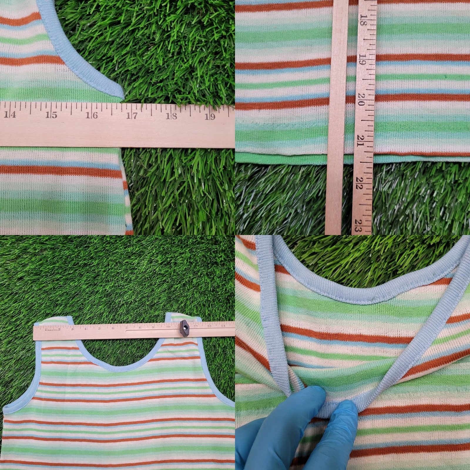 Vintage VINTAGE Top Womens XS Green 70s Striped Tank Single Stitch USA Made Roller Skate Size XS / US 0-2 / IT 36-38 - 8 Thumbnail