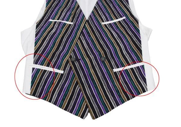 Issey Miyake Cotton Asymmetric Stripe Vest in Black, Purple, Green, Size Size US M / EU 48-50 / 2 - 5 Thumbnail