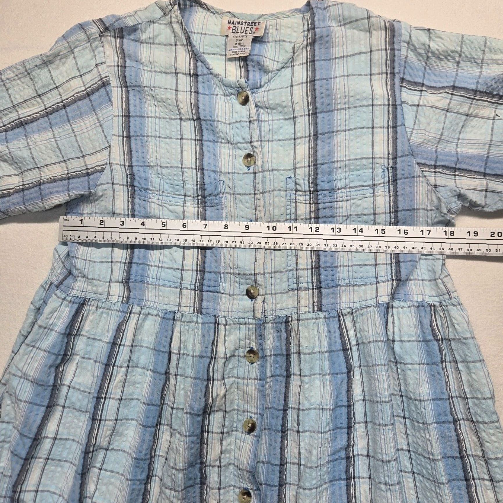 Vintage VINTAGE Main Street Blues Shirt Dress Adult 14 Blue Short Sleeve Pockets 90s Casual Womens Size XL / US 12-14 / IT 48-50 - 4 Thumbnail