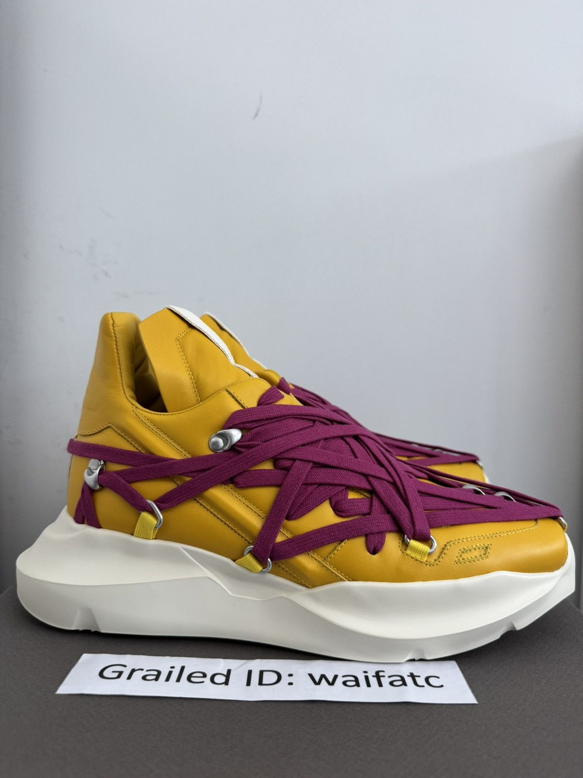 Rick Owens RICK OWENS LEATHER LEMON MEGA LACE GETH RUNNERS Size US 9 / EU 42 - 4 Thumbnail