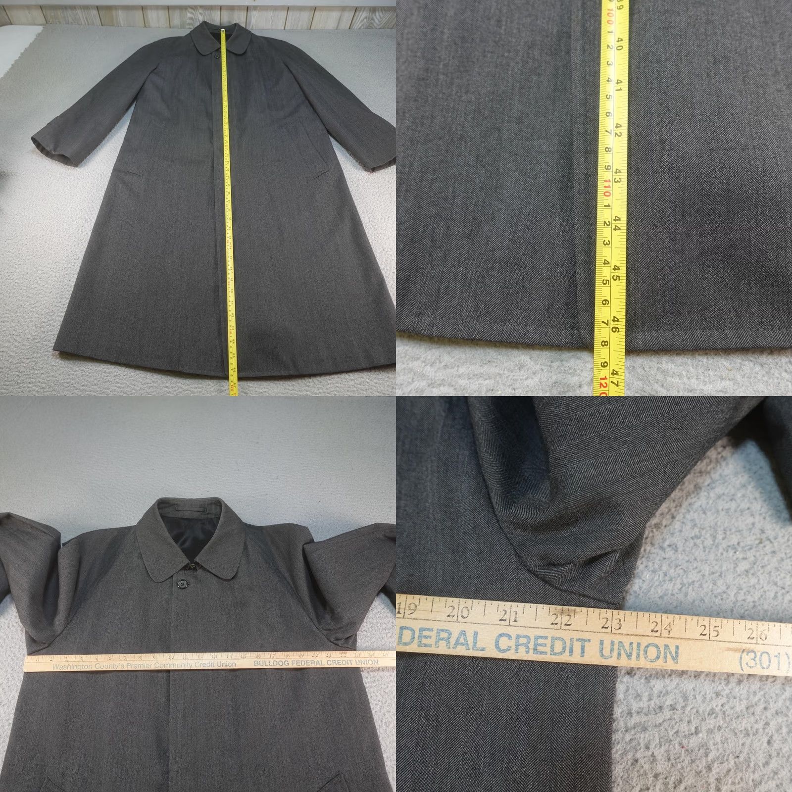 Hart Schaffner Marx VINTAGE Hart Schaffner Marx Overcoat Mens 40R Gray Wool Herringbone Size US XXS / EU 40 - 9 Thumbnail