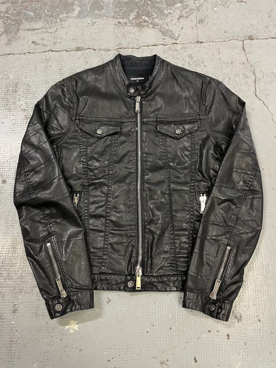 Dsquared2 AW2015 Dsquared2 Biker Waxed Black Jacket Size US M / EU 48-50 / 2 - 1 Thumbnail