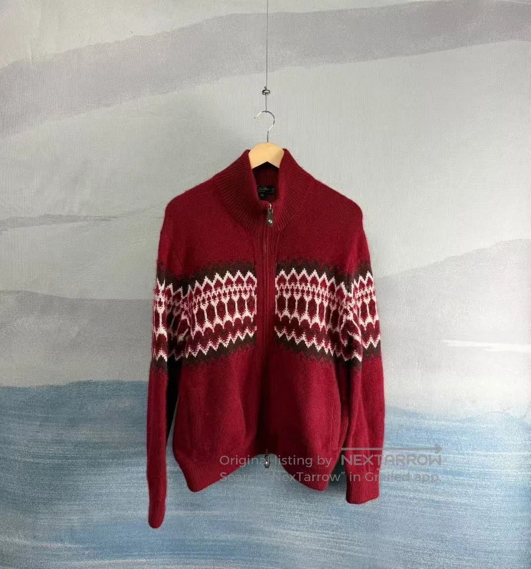 Loro Piana Loro Piana Red Fair Isle Cashmere Zip Jacket. Size US M / EU 48-50 / 2 - 1 Thumbnail