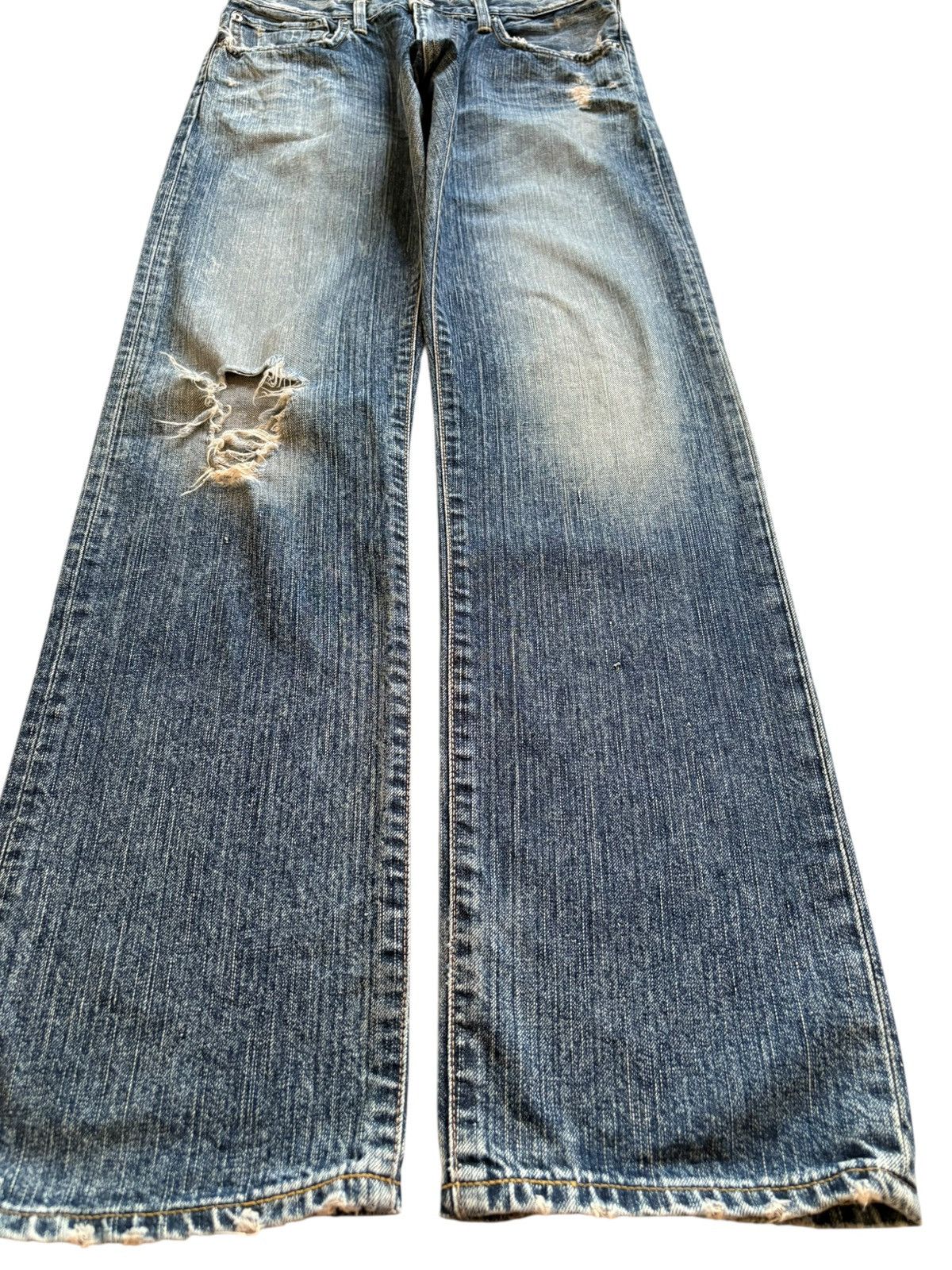 Edwin Vintage Edwin 503 Mud Wash Distressed Ripped Loose Jeans Size US 30 / EU 46 - 7 Thumbnail