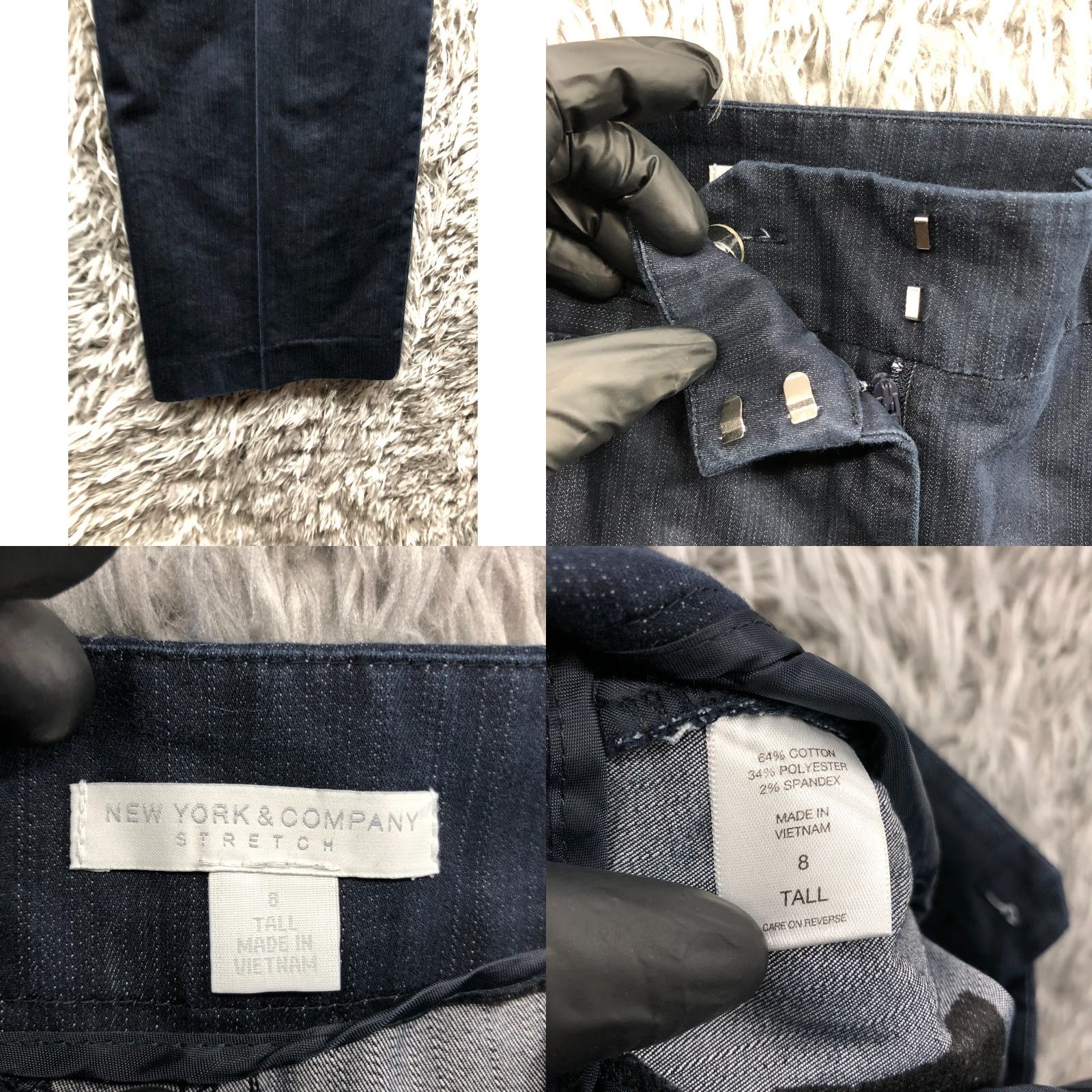 Vintage New York & Company Straight Pants Womens 8 Tall Mid Rise Dark Wash Blue Size 30" / US 8 / IT 44 - 8 Thumbnail