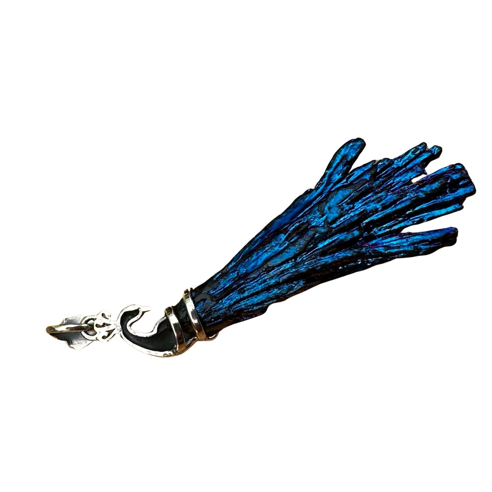 Vintage Sterling Silver Blue Peacock Ore Pendant Size ONE SIZE - 4 Thumbnail