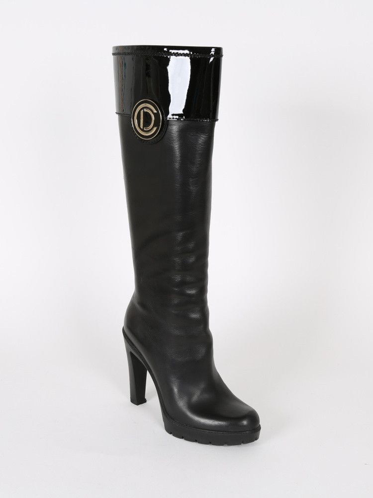 Dior DIOR Heels Boots Black Leather Logo Tall Shoes Size 39 Size US 9 / IT 39 - 4 Thumbnail