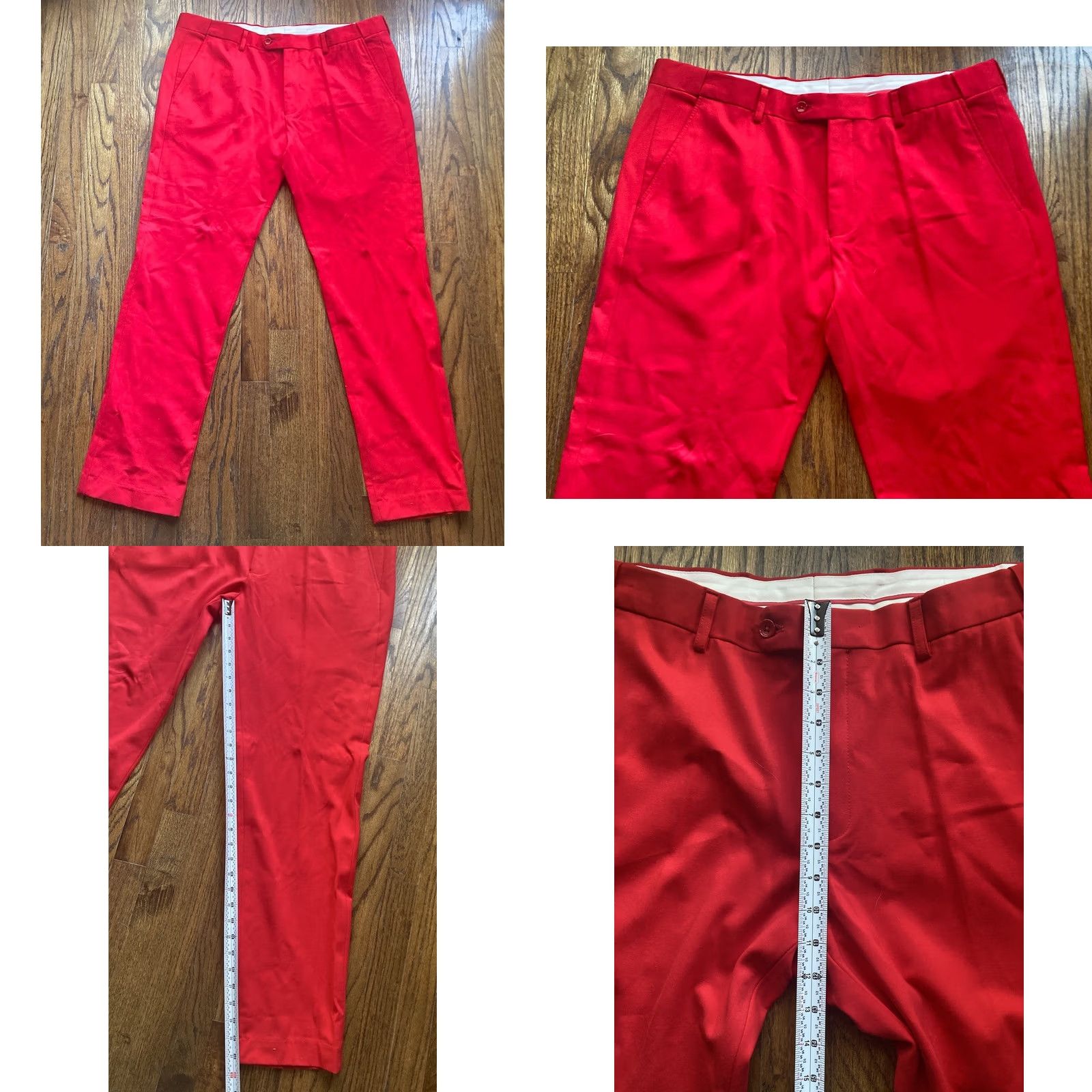 Vintage Barabas 2 Piece Suit Mens 44R Jacket 38x31 Pants Red Slim 2 Button Size 44R - 9 Thumbnail