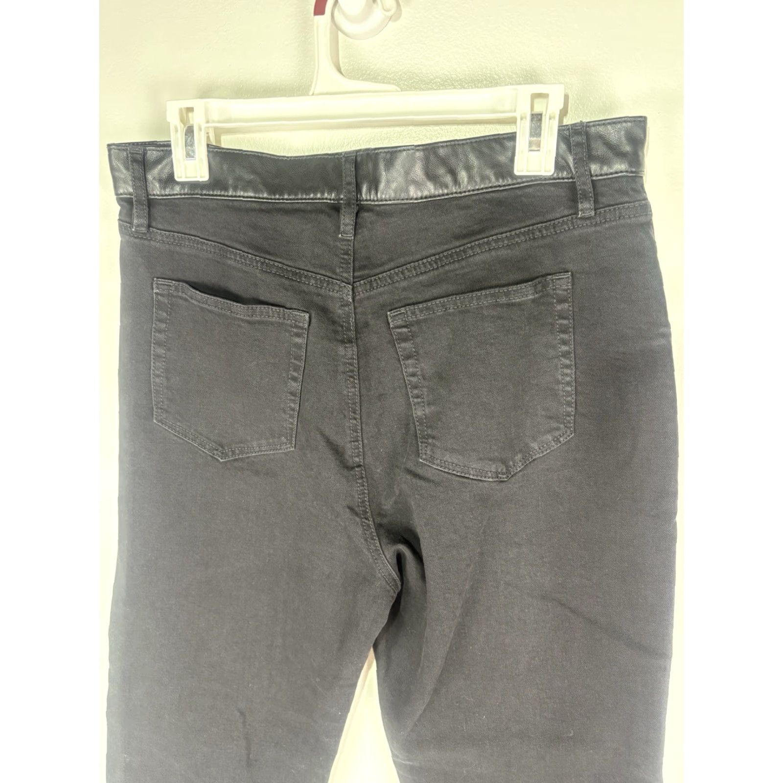 Loft VINTAGE The Loft Women's Dark Wash Faux Leather Trim Hi-Rise Straight Jeans Size 10 Fall 90s Punk Grunge Size ONE SIZE - 5 Thumbnail