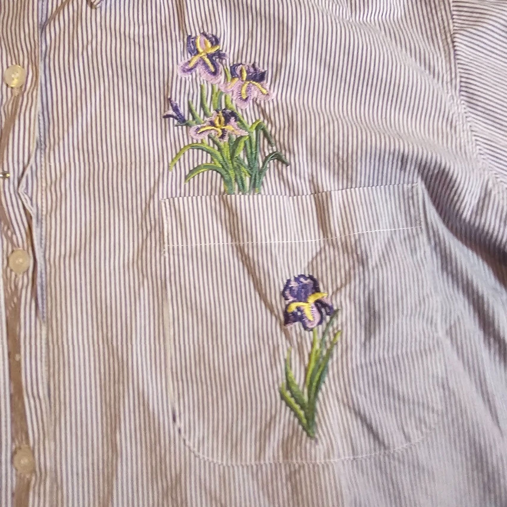 Vintage Country Store Top Womens 2X Purple Striped Floral Embroidery Button Casual Shirt Size XXL / US 16-18 / IT 52-54 - 5 Thumbnail