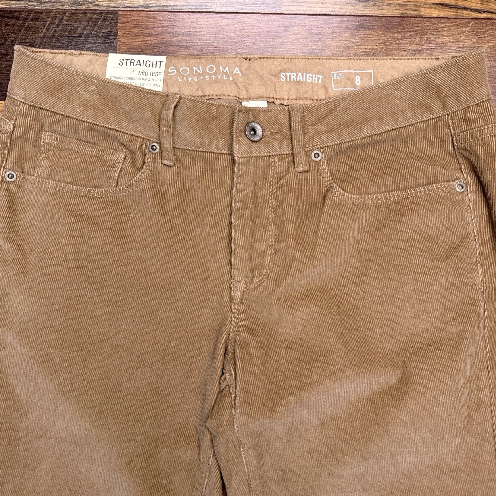 Vintage Sonoma Womens Pants Corduroy Straight Rise Mid 8 Tan Stretch 31.5 Inseam 8 Regular Chino Logo New Size 30" / US 8 / IT 44 - 3 Thumbnail