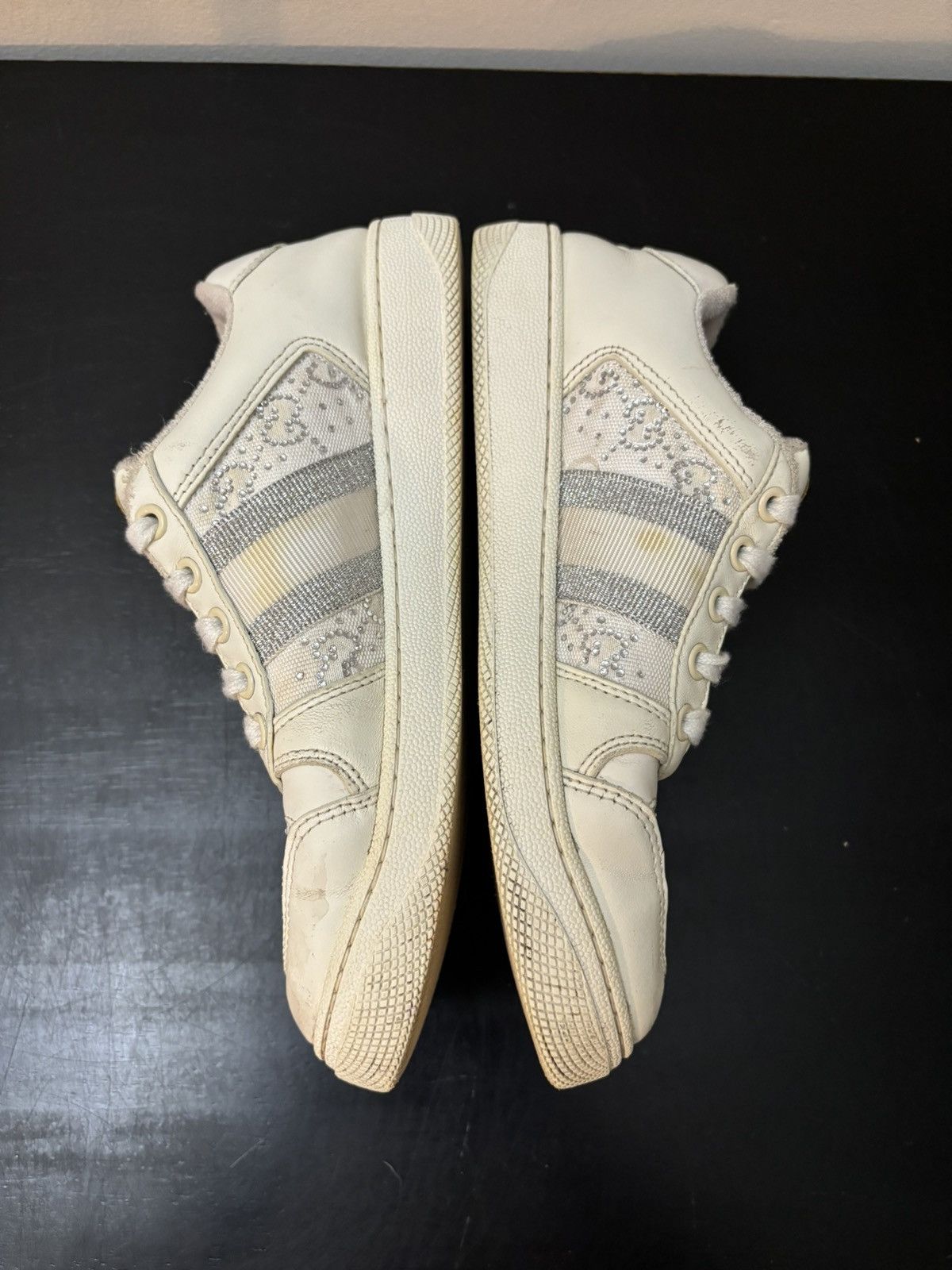 Gucci GG Monogram Screener Sneakers Silver White
