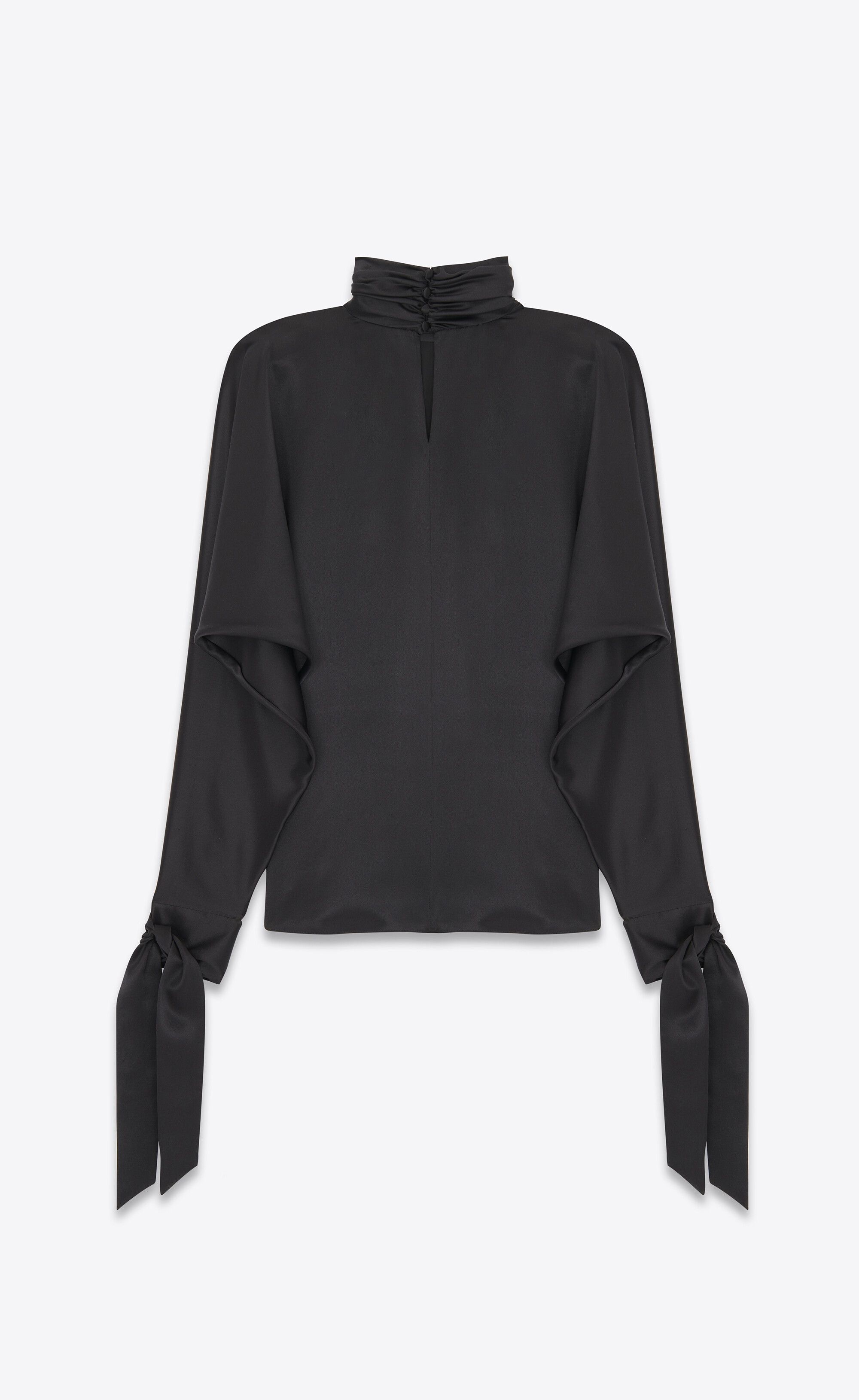 Saint Laurent Paris o1s1wg110125 752982 Blouse in Silk Satin in Black Size XS / US 0-2 / IT 36-38 - 4 Thumbnail