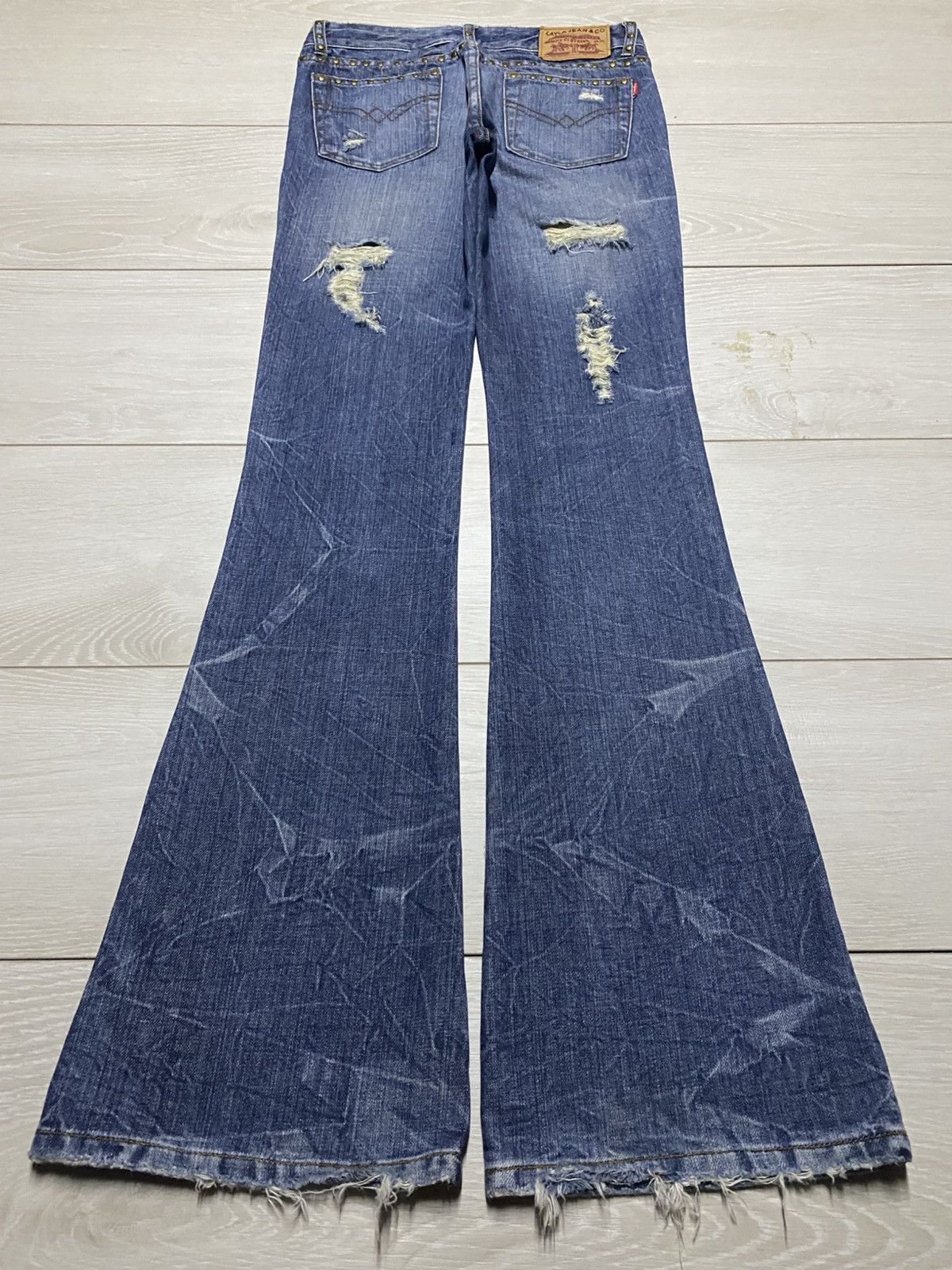 Tornado Mart Woman Layla Jean & Co Studded Y2K Flare Denim Size US 27 - 2 Thumbnail