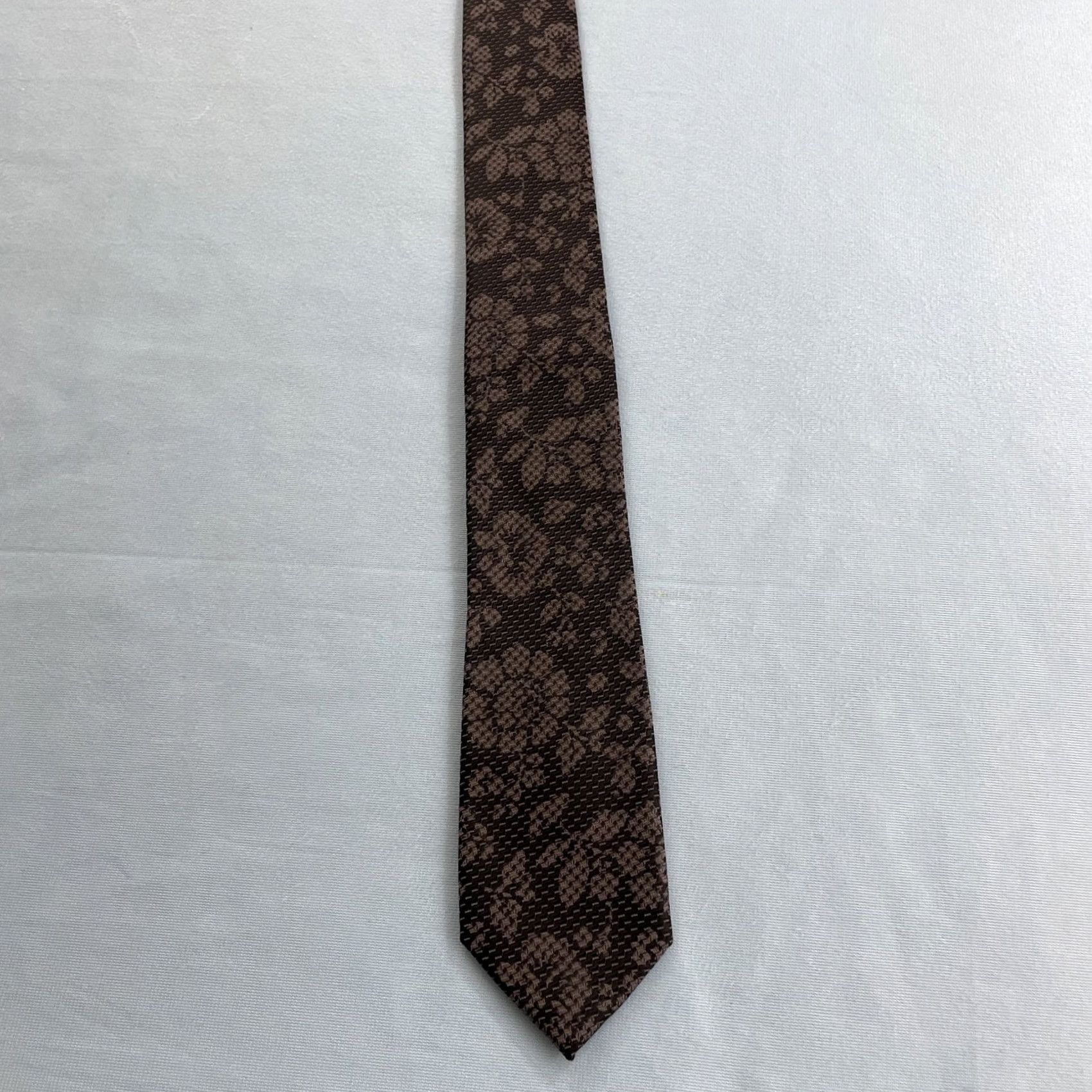Vintage 14th Union Baroque Skinny Tie Black Silver Floral Metallic Cybergoth Club Necktie, Men, One Size, Wedding, Adjustable, Slim Tie, Size ONE SIZE - 2 Thumbnail