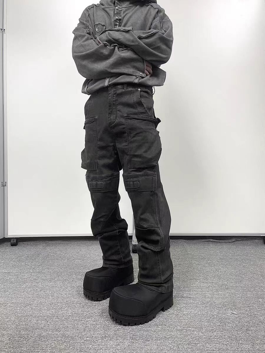 Japanese Brand × Jean Heavy work dirty washed distressed cargo jeans Size US 34 / EU 50 - 3 Thumbnail