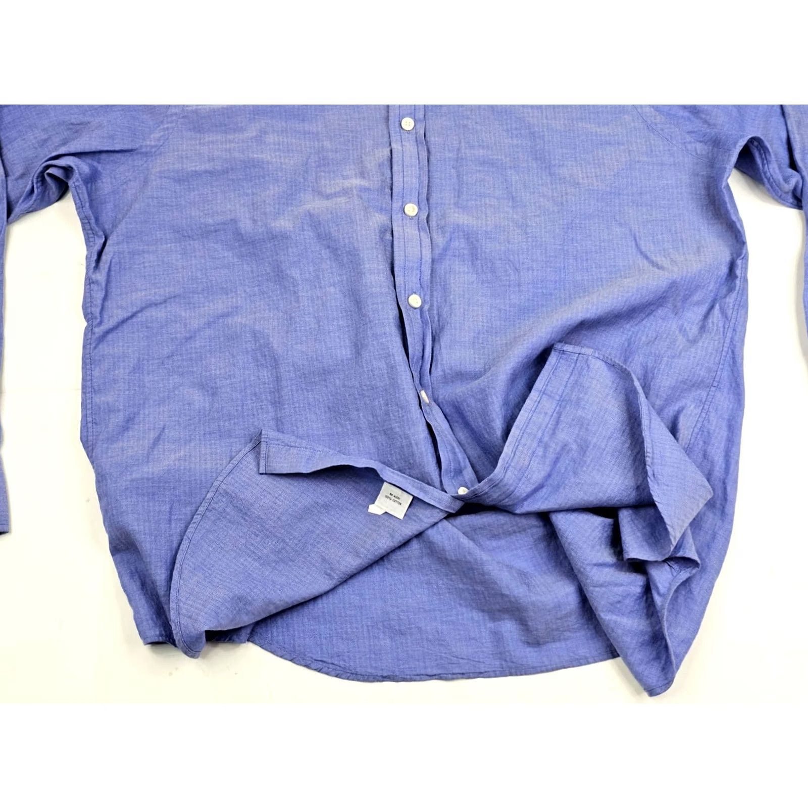 Polo Ralph Lauren Polo Ralph Lauren TL Twill Blue Micro Herringbone Dress Shirt Men L EUC Size 42R - 4 Thumbnail