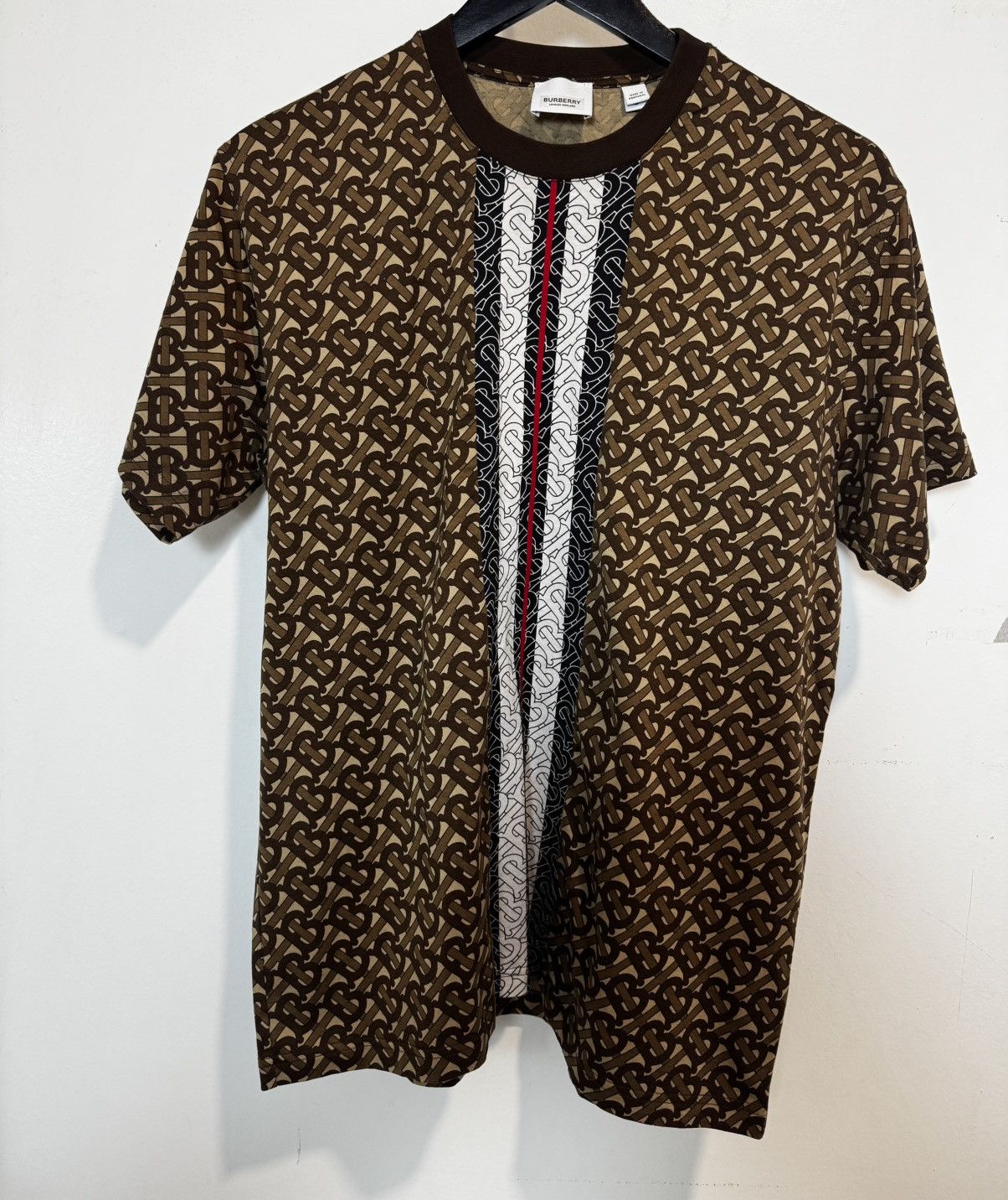 Burberry Burberry Monogram Stripe Print Cotton T-shirt Size US M / EU 48-50 / 2 - 1 Thumbnail