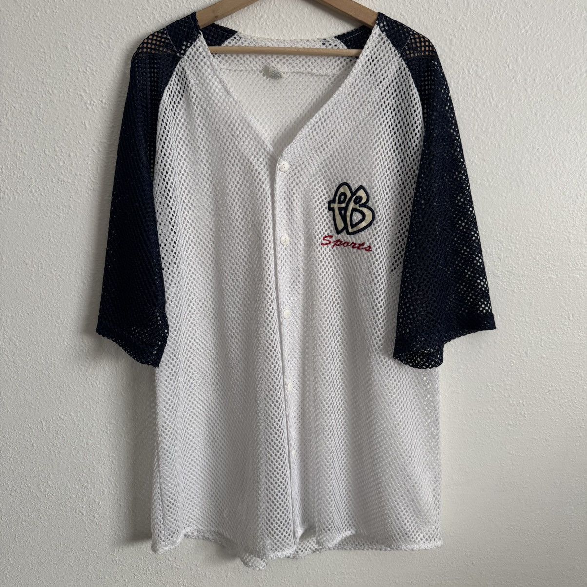 Other PB SPORTS Vintage 90s White Navy Blue Mesh Baseball Jersey Size US XL / EU 56 / 4 - 1 Thumbnail
