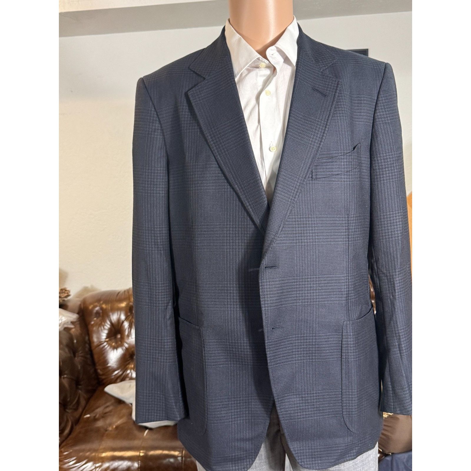 Tom Ford Tom Ford Blue O'Connor Houndstooth Blazer 52IT 42R US Size 42R - 3 Thumbnail
