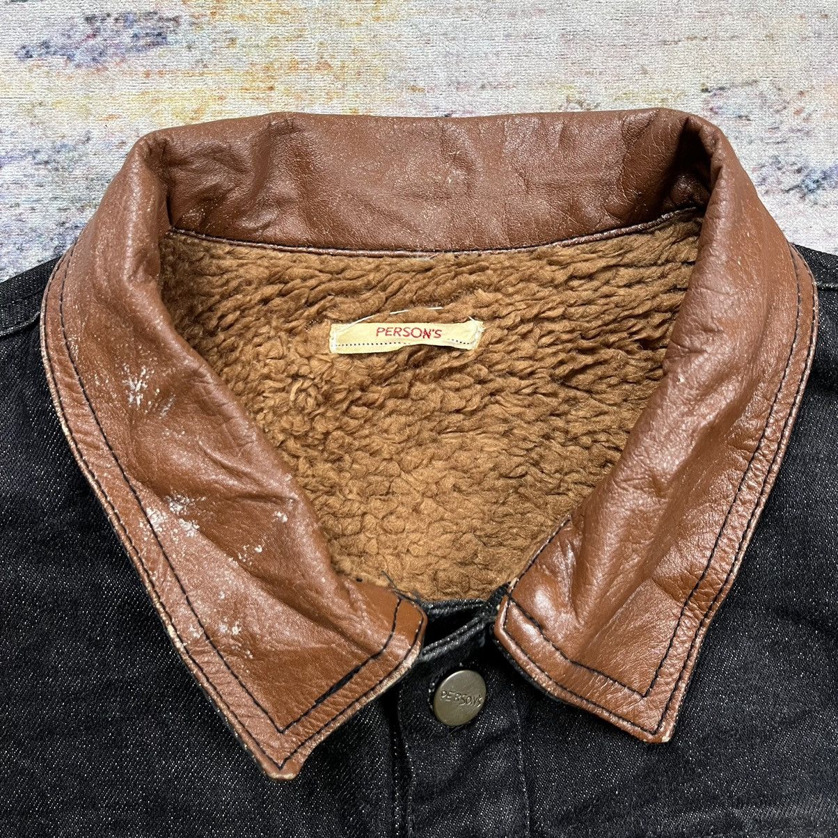 Japanese Brand Vtg Person’s oversized sherpa denim jacket collar leather Size US M / EU 48-50 / 2 - 8 Thumbnail