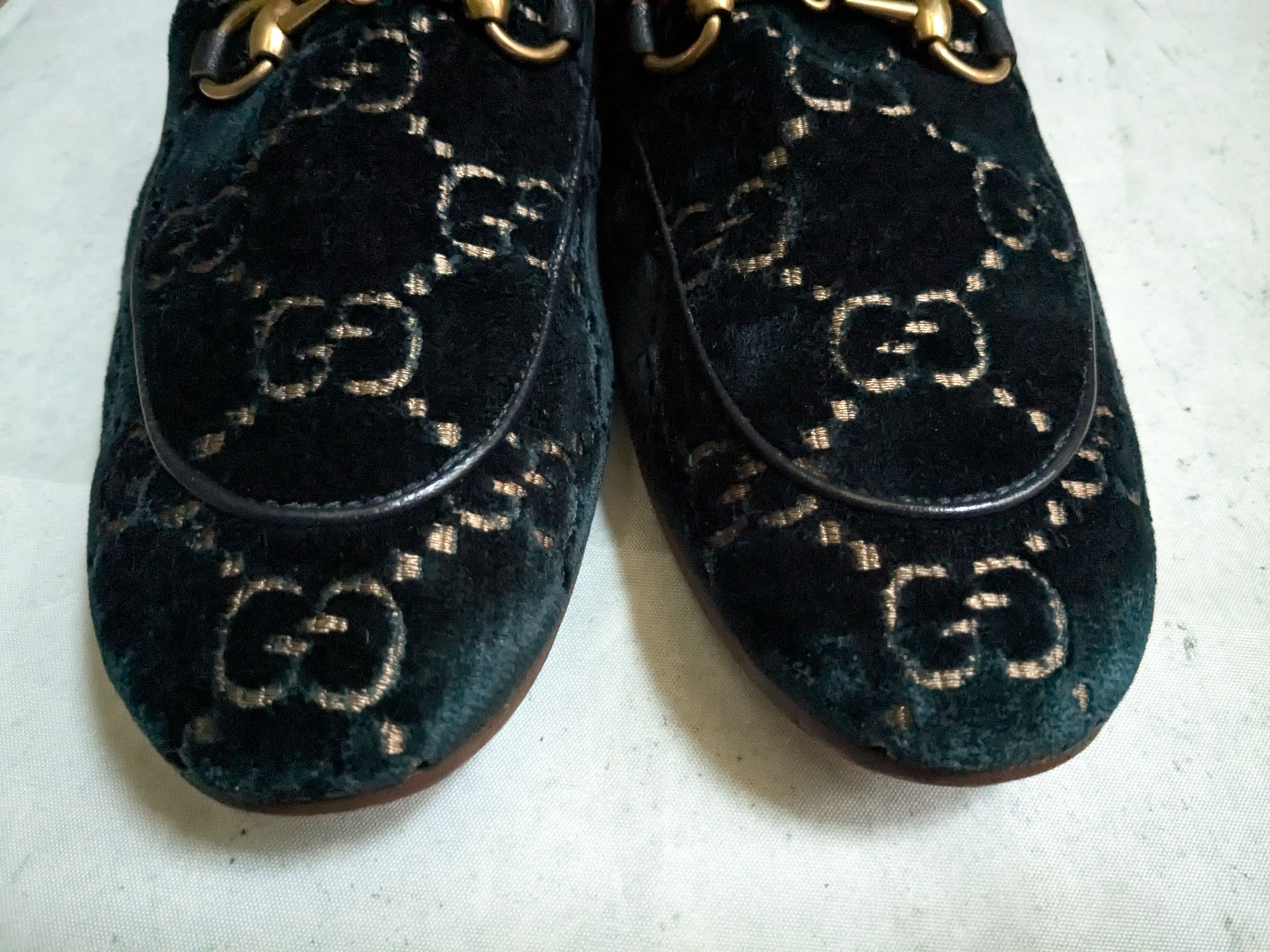 Gucci Gucci Horsebit Loafers Blue Velvet Monogram Logo 10.5 Size US 10.5 / EU 43-44 - 4 Thumbnail