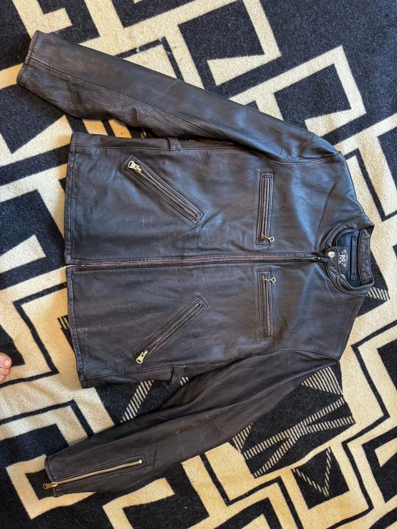 RRL Ralph Lauren Horse skin distressed effect leather jack