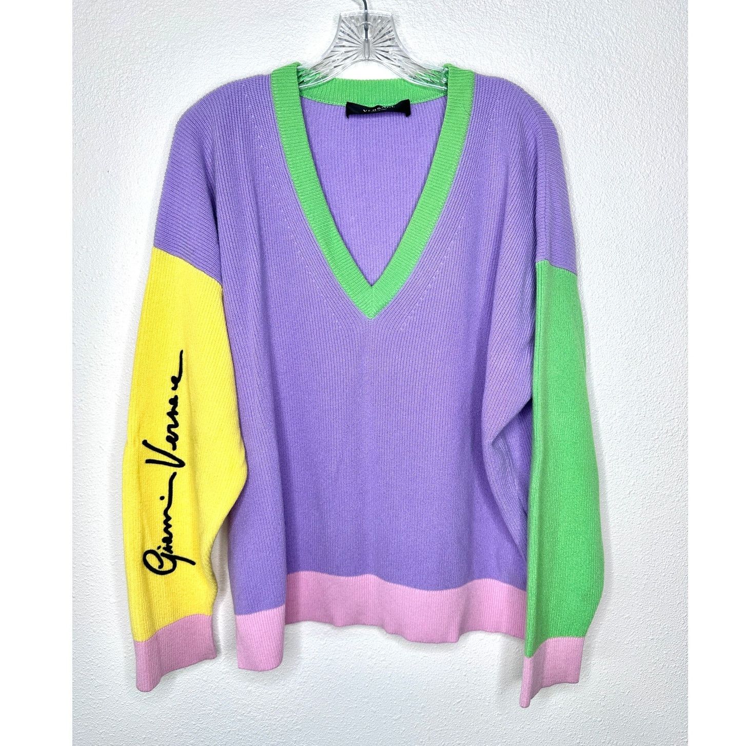 Versace Versace Colorblock Cashmere V-Neck Sweater Women’s S IT38 Size S / US 4 / IT 40 - 4 Thumbnail