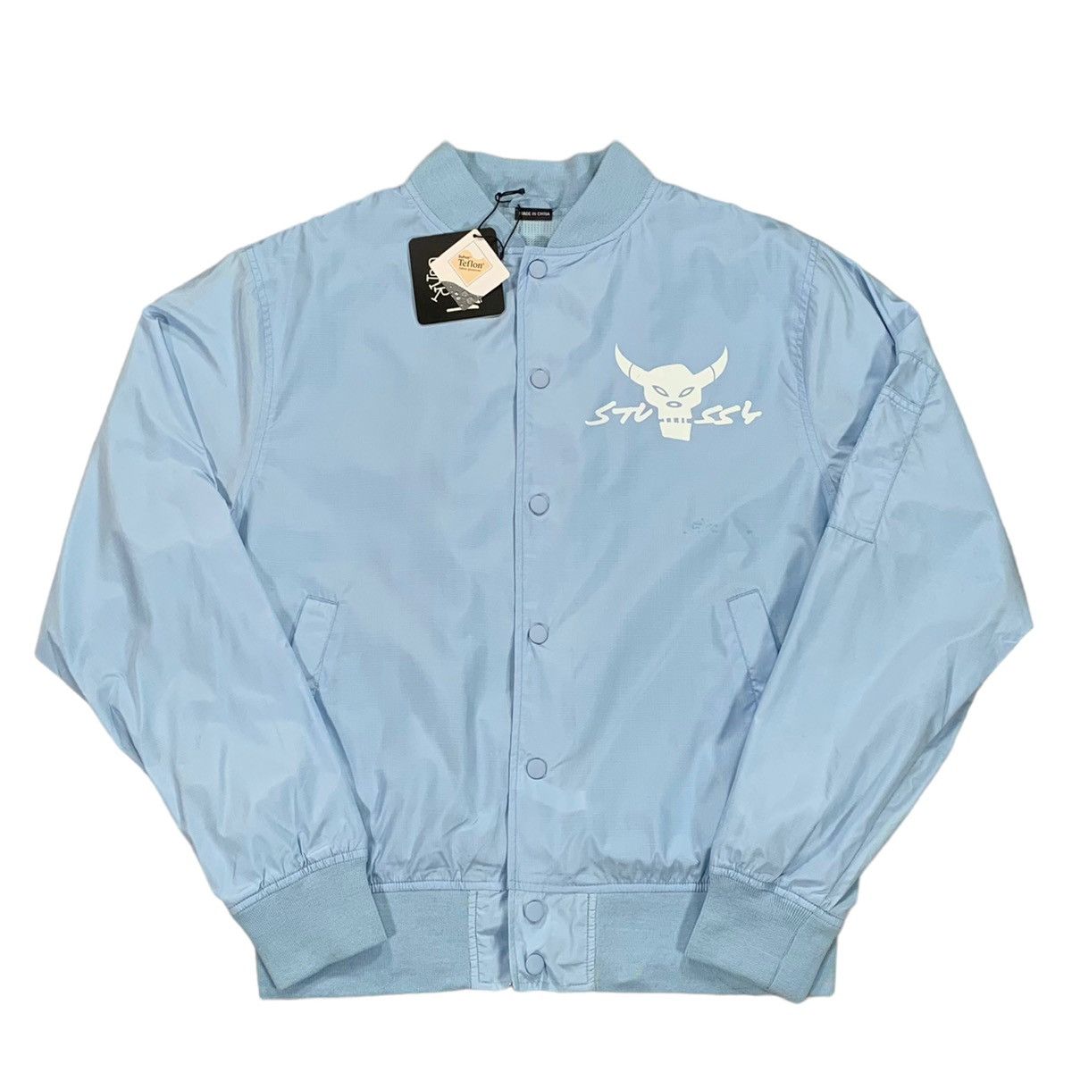Stussy Vintage Stussy Futura Light Blue White Varsity Bomber Jacket Size US M / EU 48-50 / 2 - 1 Thumbnail