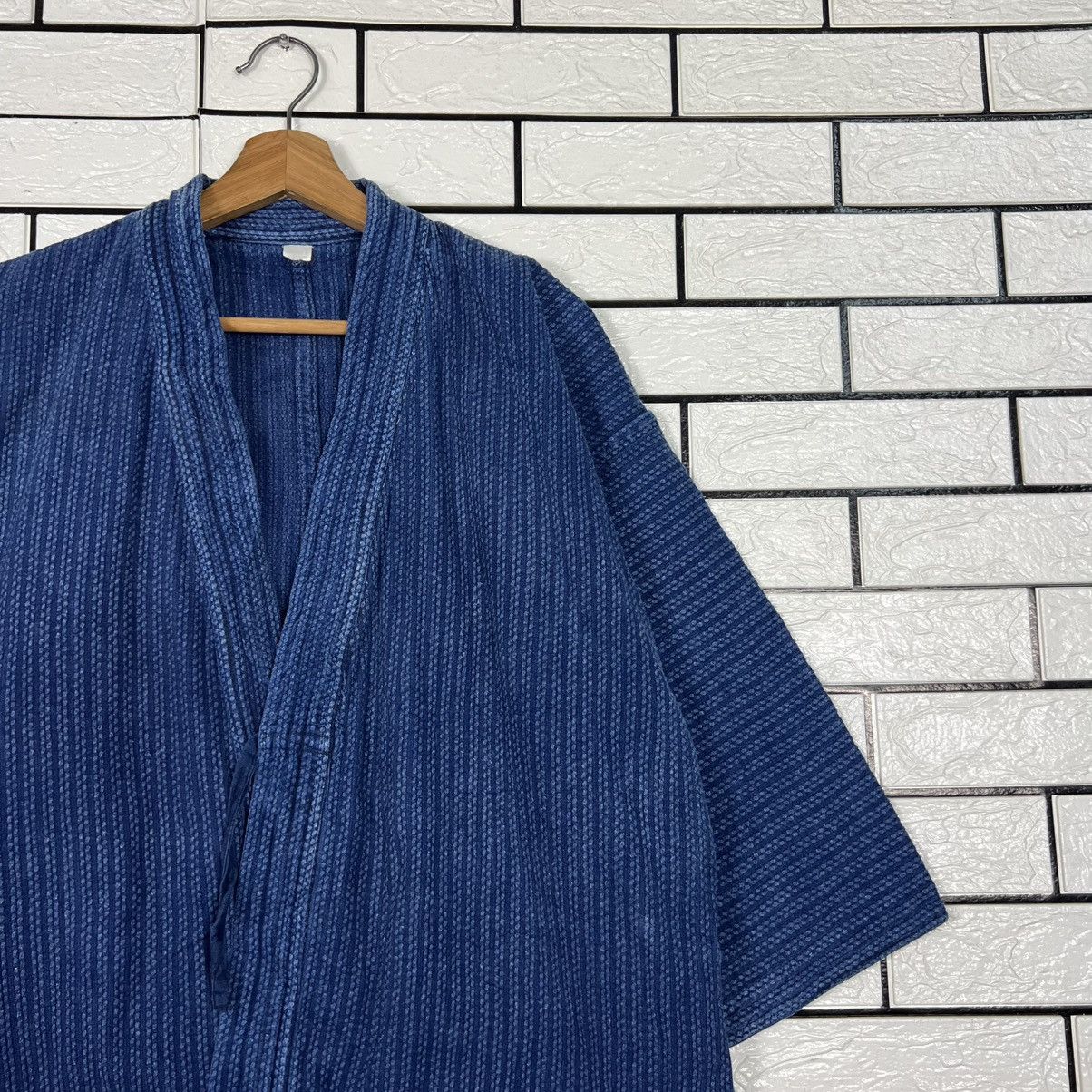 Vintage Japan Indigo Blue Sashiko Thick Weave Kimono #4149-C189 Size US L / EU 52-54 / 3 - 4 Thumbnail