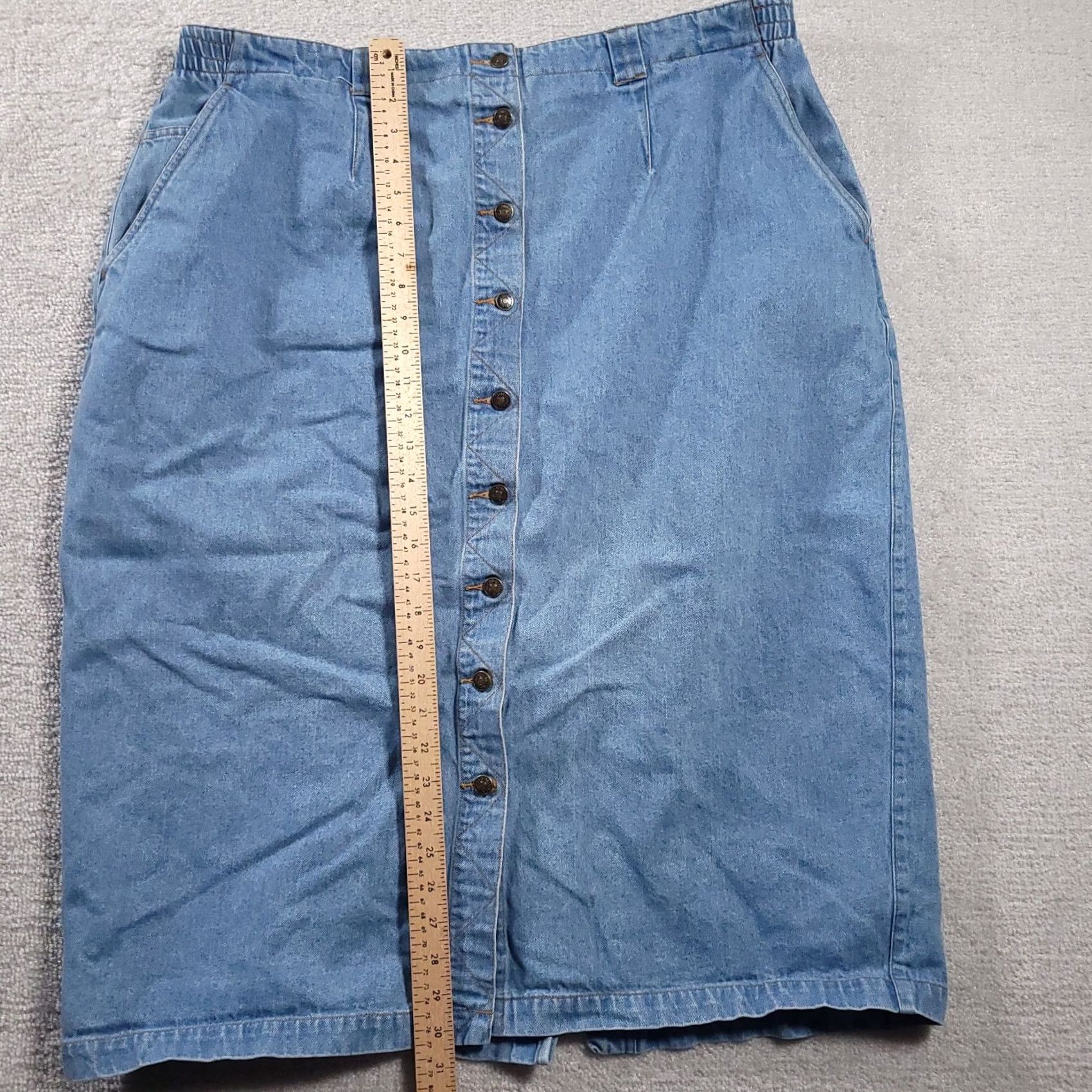 Silhouette Vintage Silhouette Denim Skirt Womens 40" Waist Elastic Pockets Blue Cotton Size 27" / US 4 / IT 40 - 6 Thumbnail