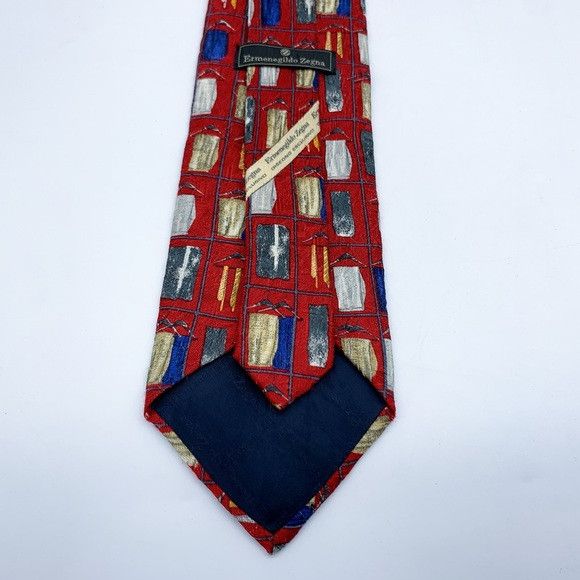 Ermenegildo Zegna Ermenegildo Zegna Red and Blue Geometric Tie Size ONE SIZE - 6 Thumbnail
