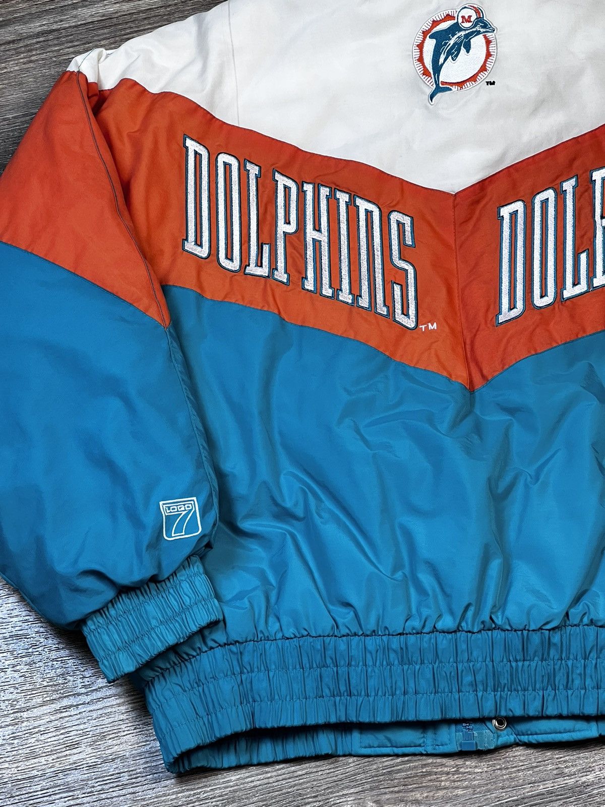 Logo 7 × NFL × Vintage Vintage 90’s 7 Logo Miami Dolphins NFL Tricolour Jacket Size US L / EU 52-54 / 3 - 4 Thumbnail