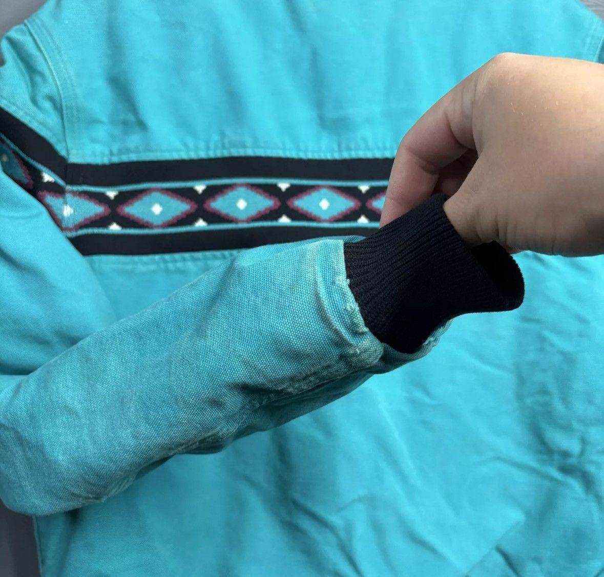 Carhartt × Vintage Vintage Santa Fe Teal Aztec Quilt Lined Carhartt JQ041 Large Size US L / EU 52-54 / 3 - 8 Thumbnail