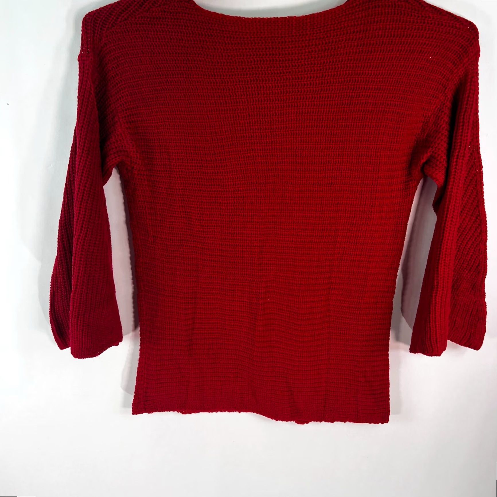 Vintage Universal Thread Sweater Shirt Women S Red Bell Sleeve Boat Neck Knit Open-Knit Solid Pullover Casual Womens 2010s (if decade) Size S / US 4 / IT 40 - 5 Thumbnail
