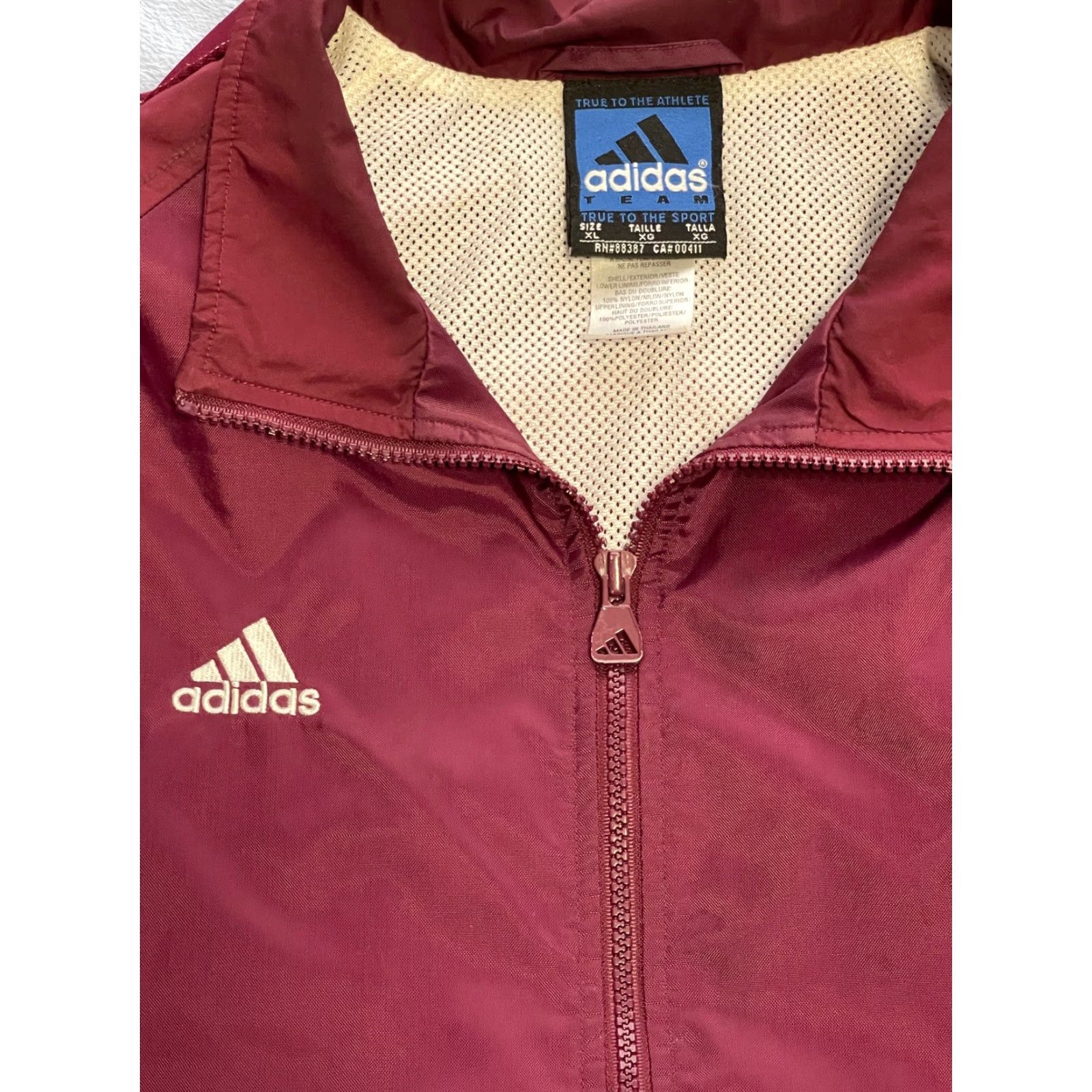 Adidas VTG adidas Jacket Full Zip Windbreaker Men XL Maroon 90s Retro Basketball Football Gym Running Windbreaker Zip Jacket Size US XL / EU 56 / 4 - 3 Thumbnail