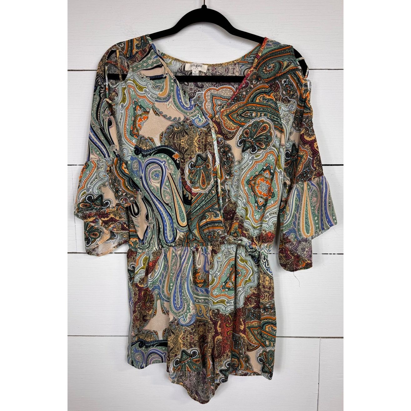 Other Umgee 3/4 Sleeve Romper Women's Size Medium Size 32" / US 10 / IT 46 - 1 Thumbnail