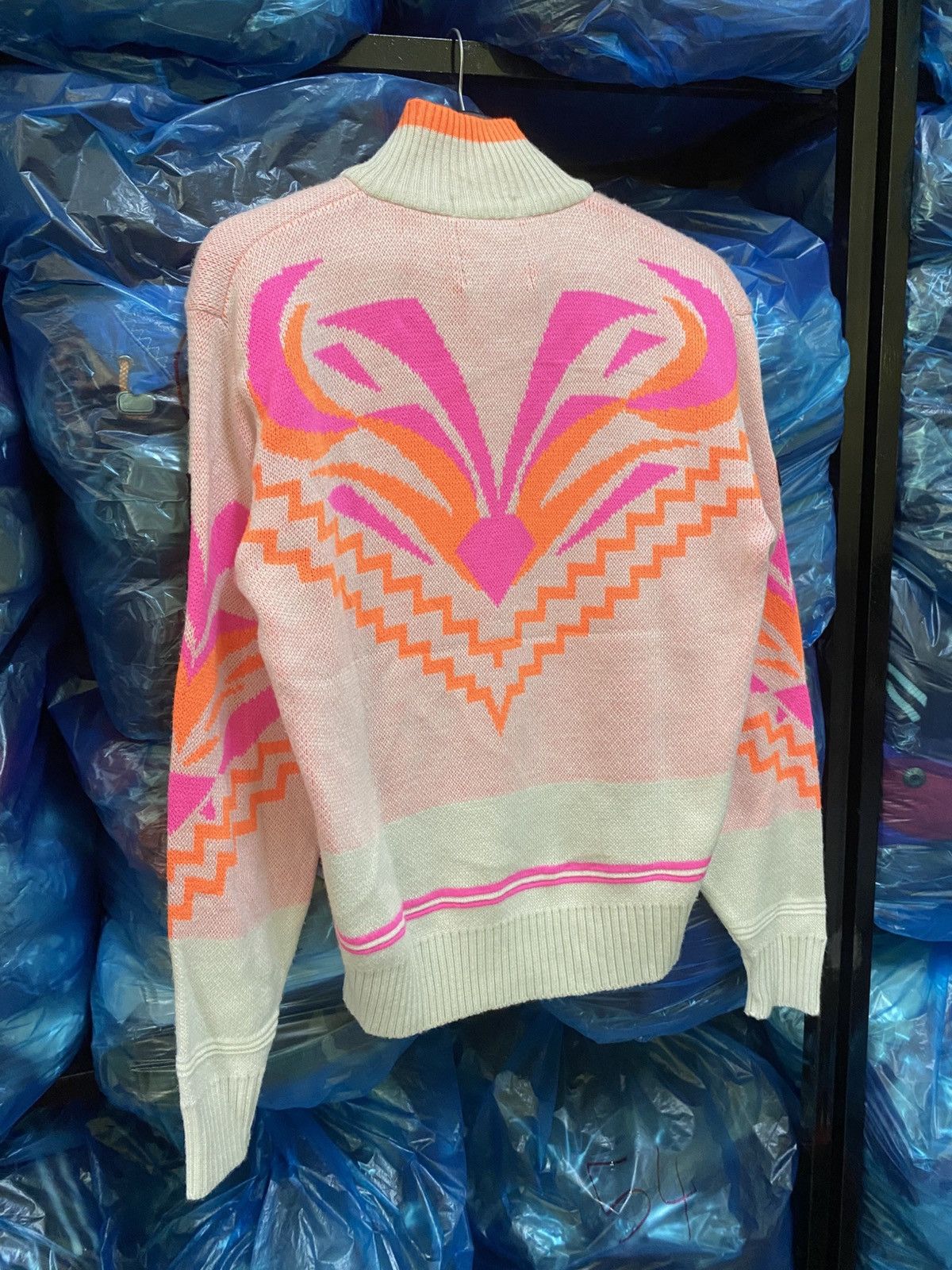 Descente Vintage DESCENTE Racing Knit Sweater 90s Retro Pink Neon Size US M / EU 48-50 / 2 - 12 Thumbnail