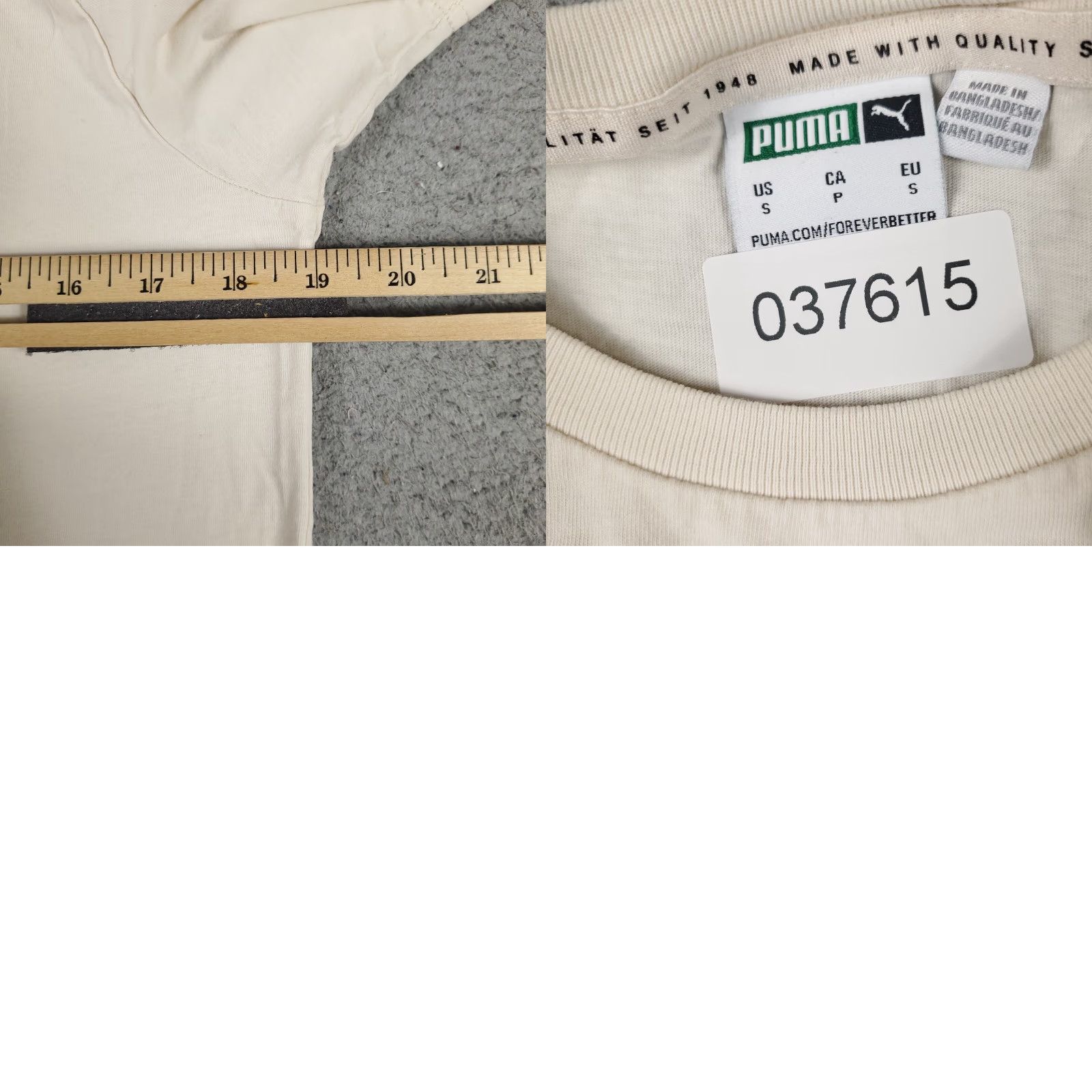 Puma VINTAGE Puma T Shirt Mens S Beige Logo Crew Neck Short Sleeve Adult Small Cotton Blend Regular Men’s Clothing 90s Sports America Size US S / EU 44-46 / 1 - 8 Thumbnail