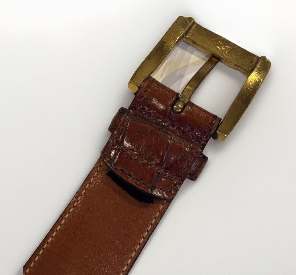 Trafalgar Trafalgar Belt Men’s 36 Brown Croc Embossed Leather 1.25" Size 36 - 5 Thumbnail