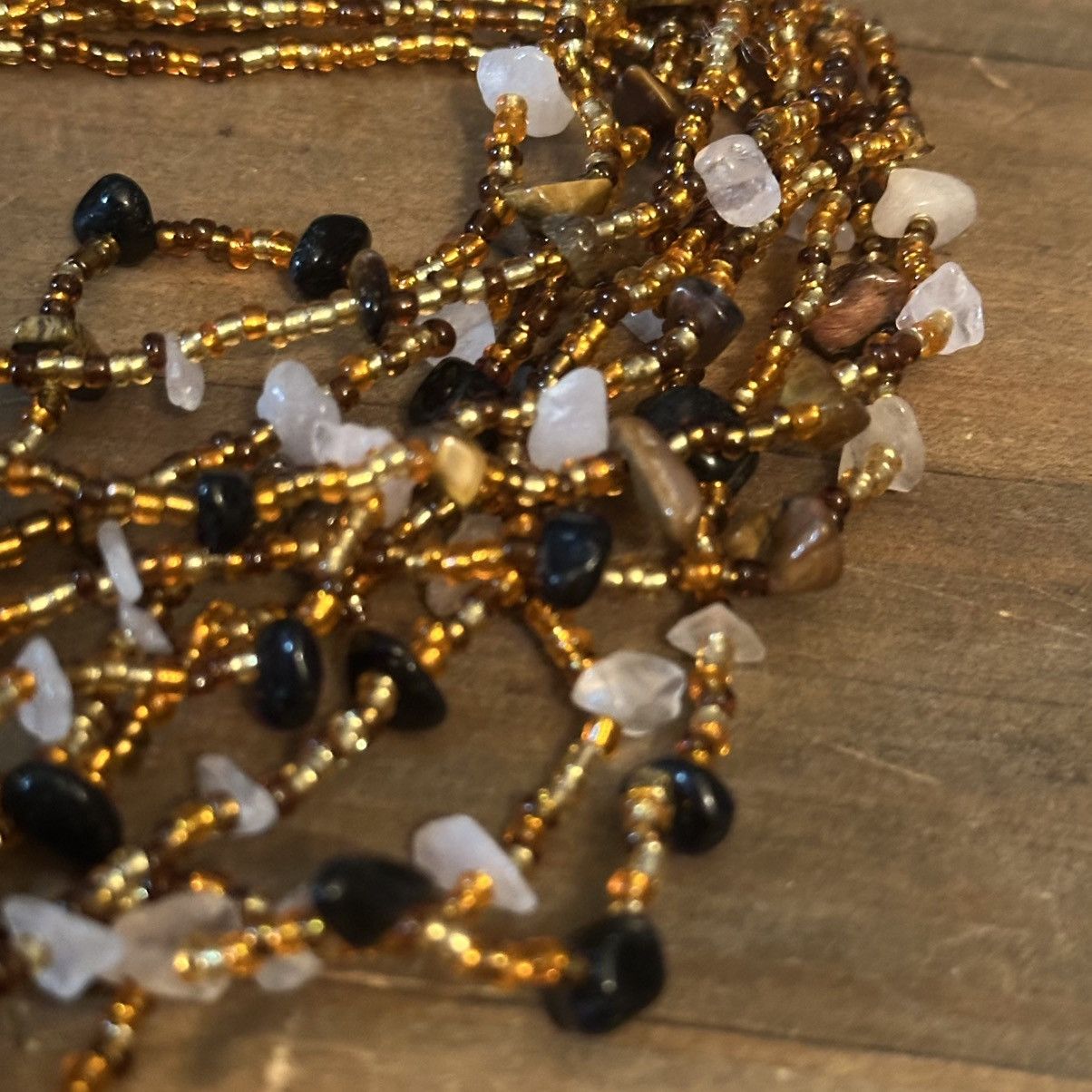 Vintage Vintage multi strand layered seed bead & agate chip necklace Size ONE SIZE - 4 Thumbnail