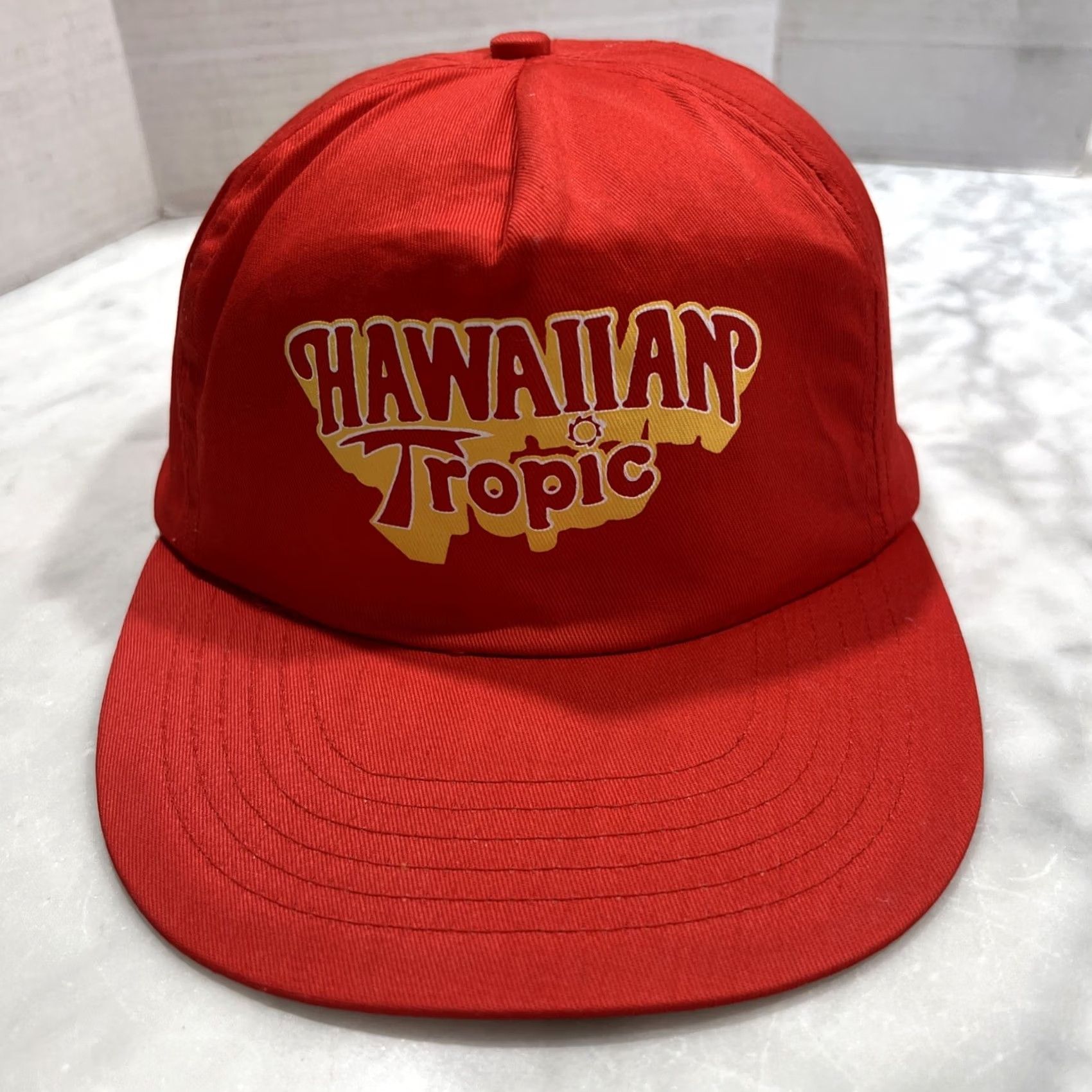 Vintage VINTAGE Hawaiian Tropic Snapback Hat Red Yellow Mens Size ONE SIZE - 7 Thumbnail
