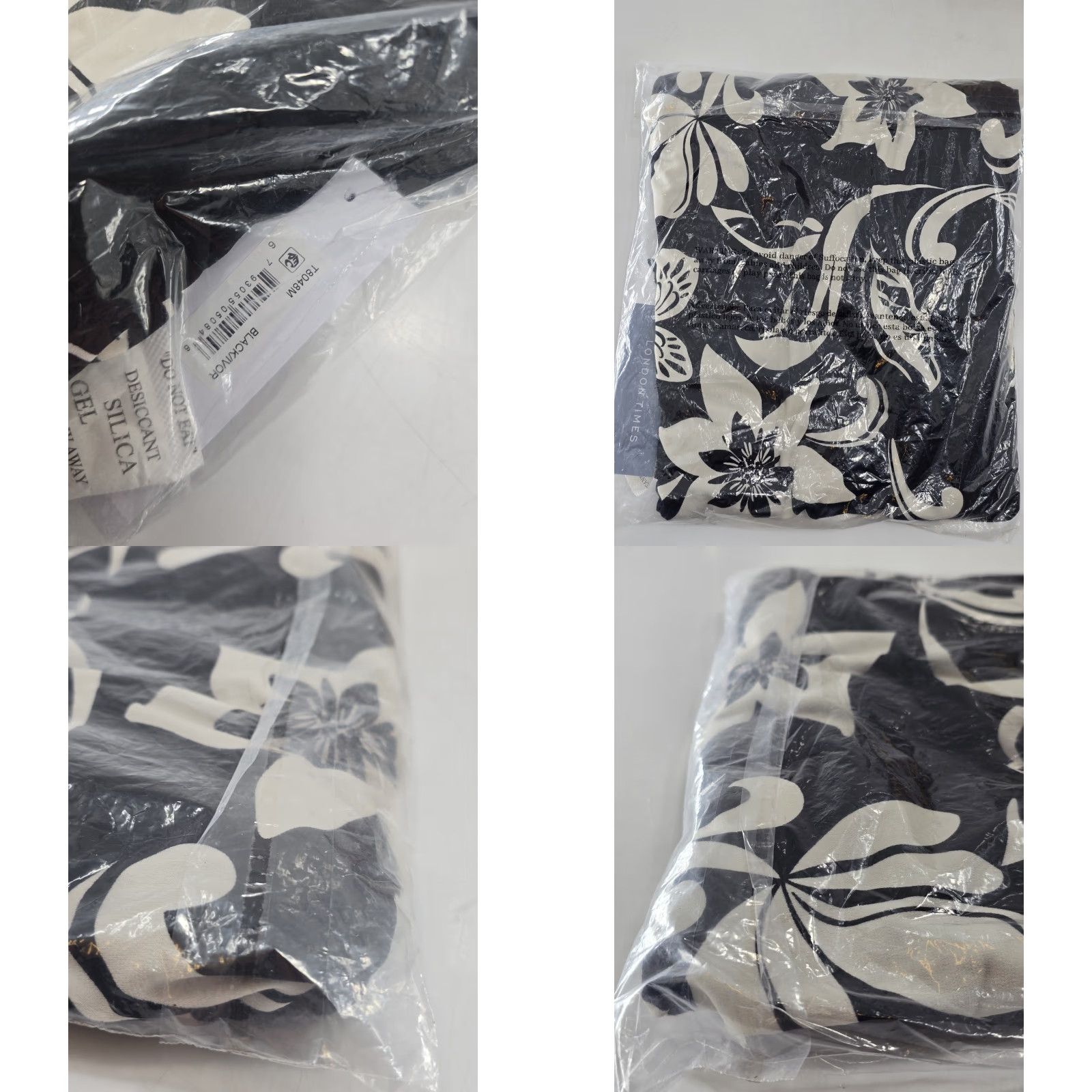 Vintage London Times Women's Floral Sleeveless Midi Sheath Dress - Black/Ivory Sz 6 Size M / US 6-8 / IT 42-44 - 8 Thumbnail