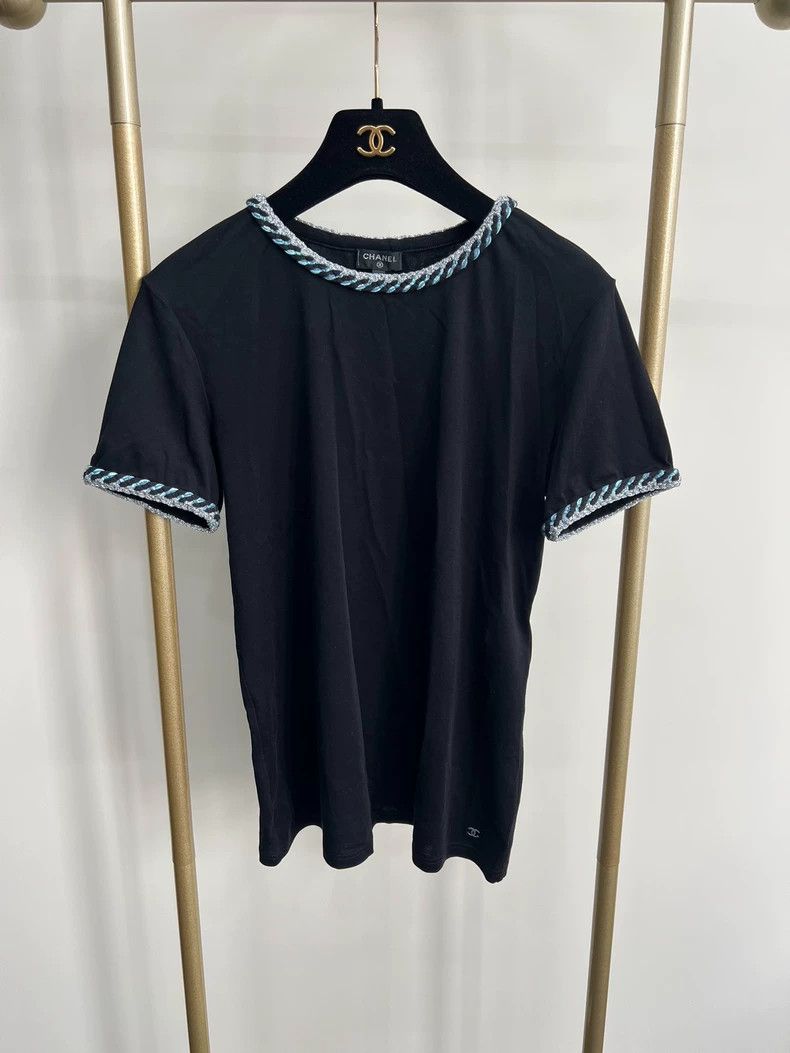 Chanel Chanel Knitted rolled-edged short-sleeved T-shirt 2504-Next Size XS / US 0-2 / IT 36-38 - 1 Thumbnail