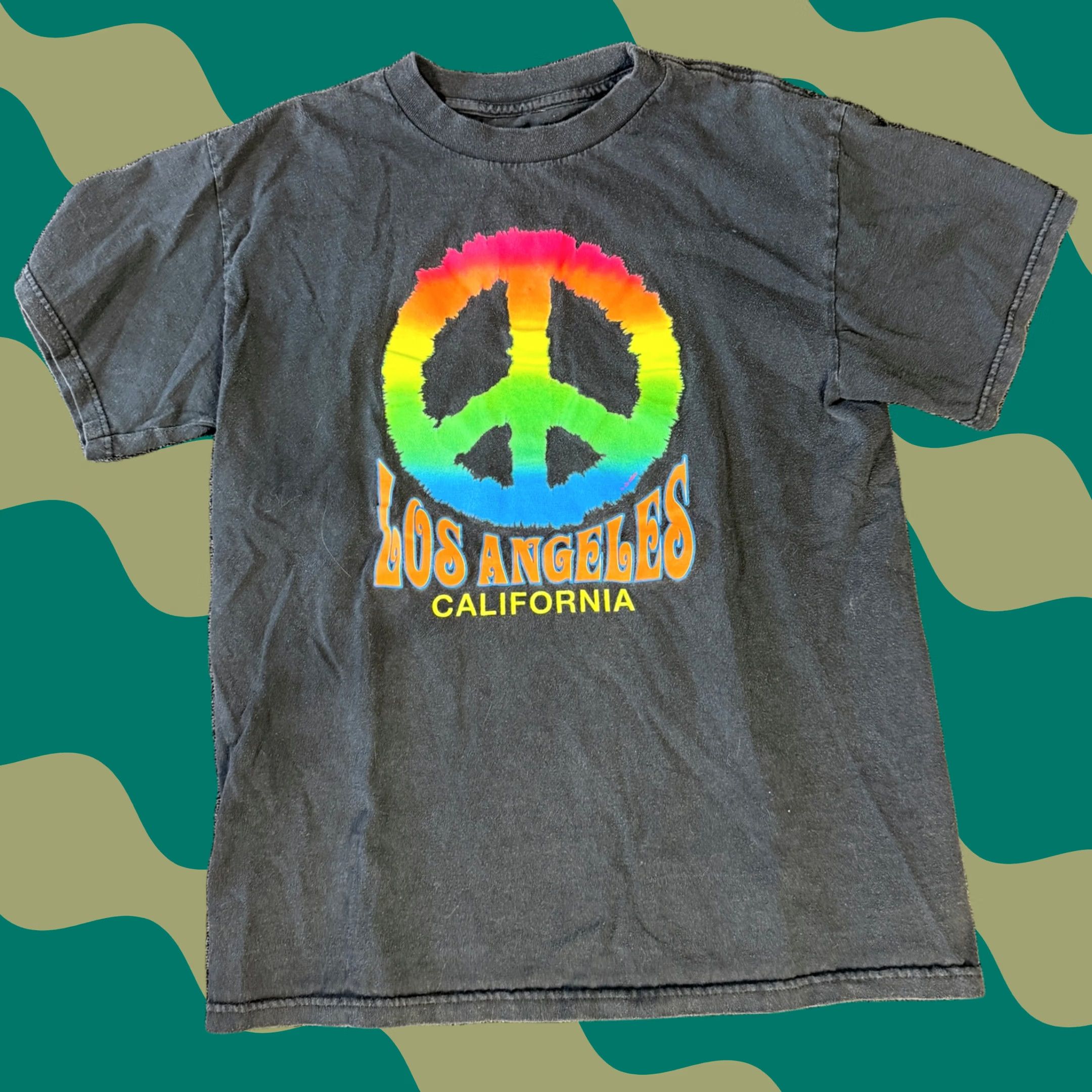 Vintage VINTAGE Los Angeles California Graphic Tee Y2k Faded Black Multi Peace Sign L Size US M / EU 48-50 / 2 - 1 Thumbnail