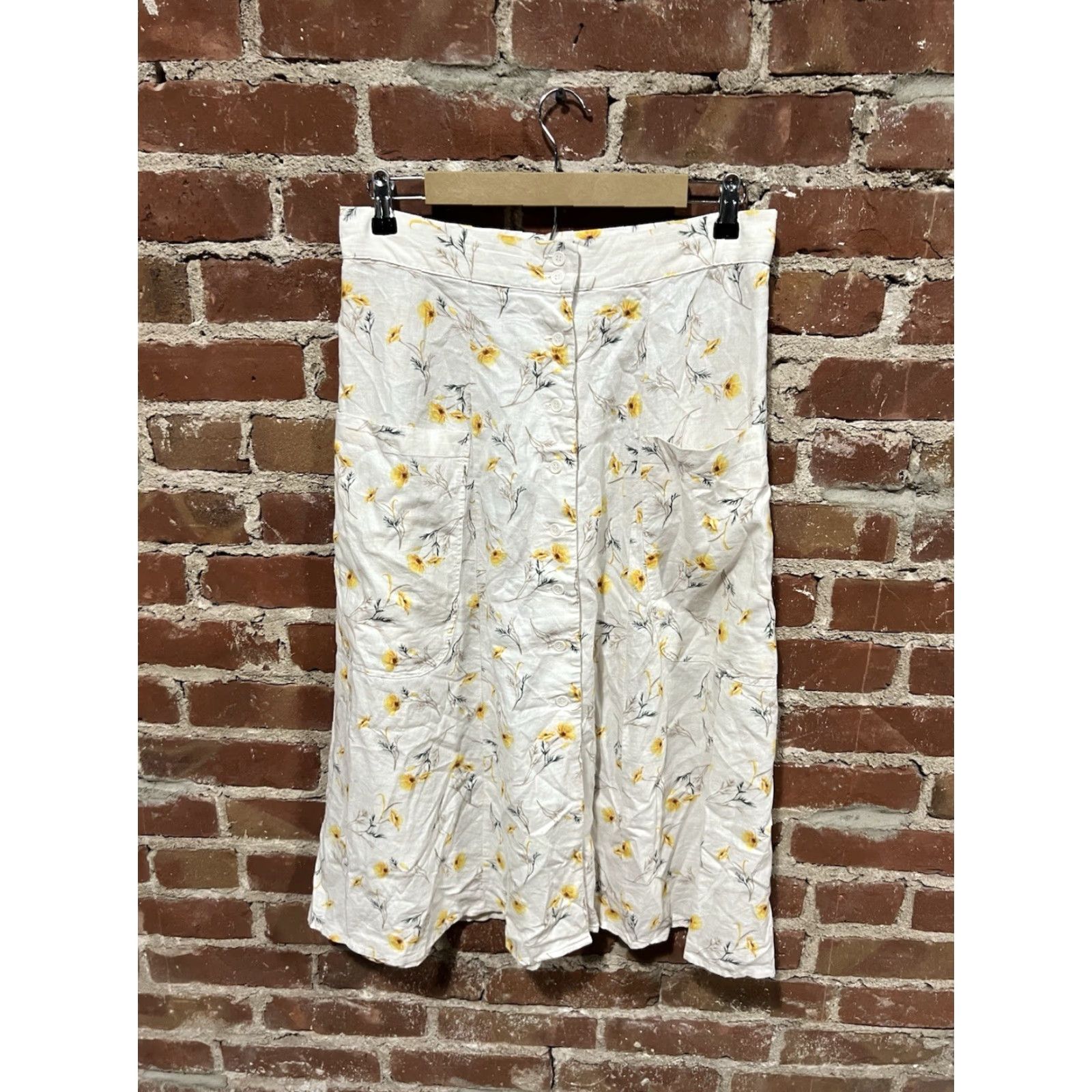 Sunflower VINTAGE Happy Nature White Maxi Skirt Womens 10 Linen Sunflower Floral Length 30 inches Regular Size 10 Womens Size 32" / US 10 / IT 46 - 2 Thumbnail
